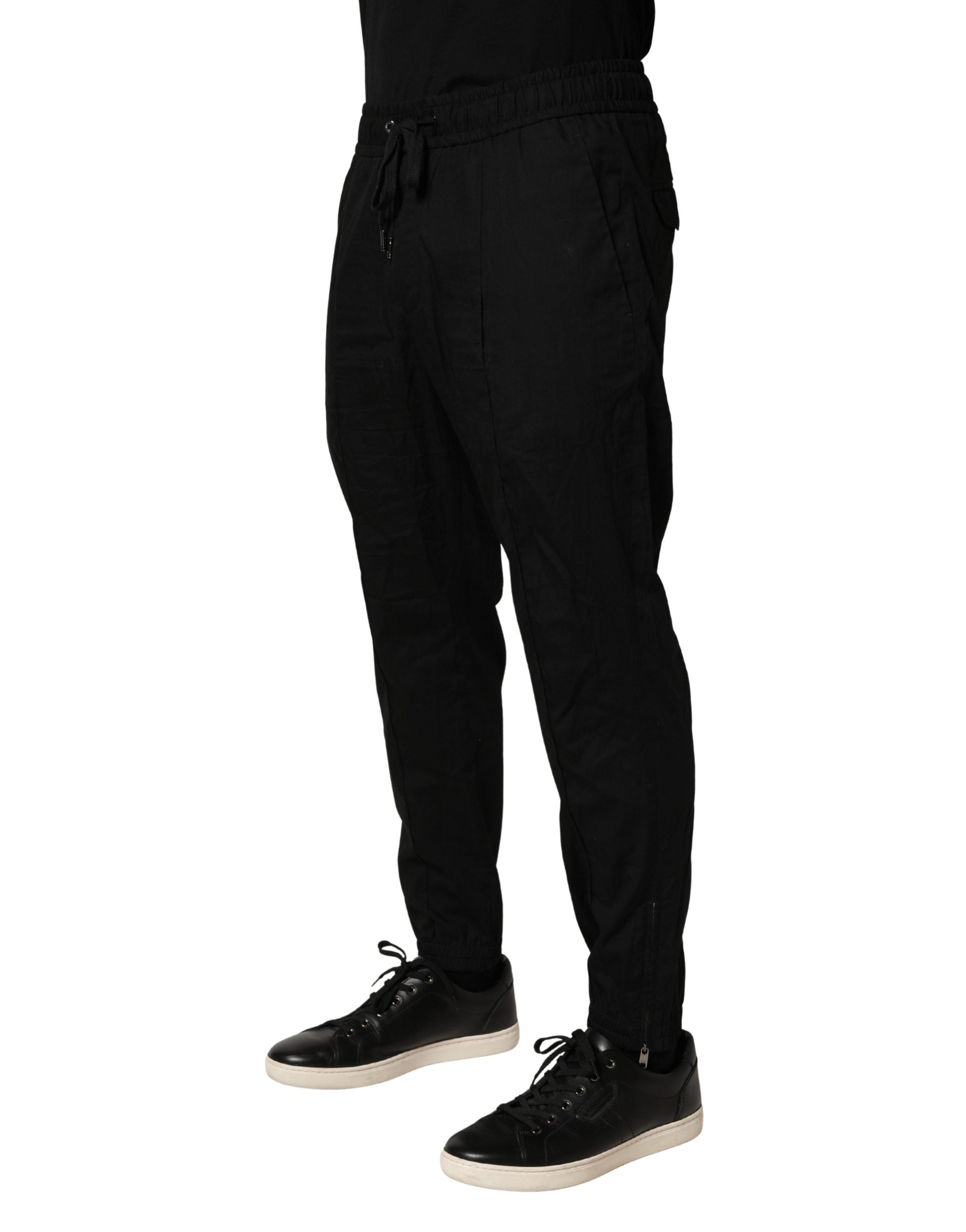 Dolce & Gabbana Black Cotton Skinny Men Jogger Trouser Pants Dolce & Gabbana