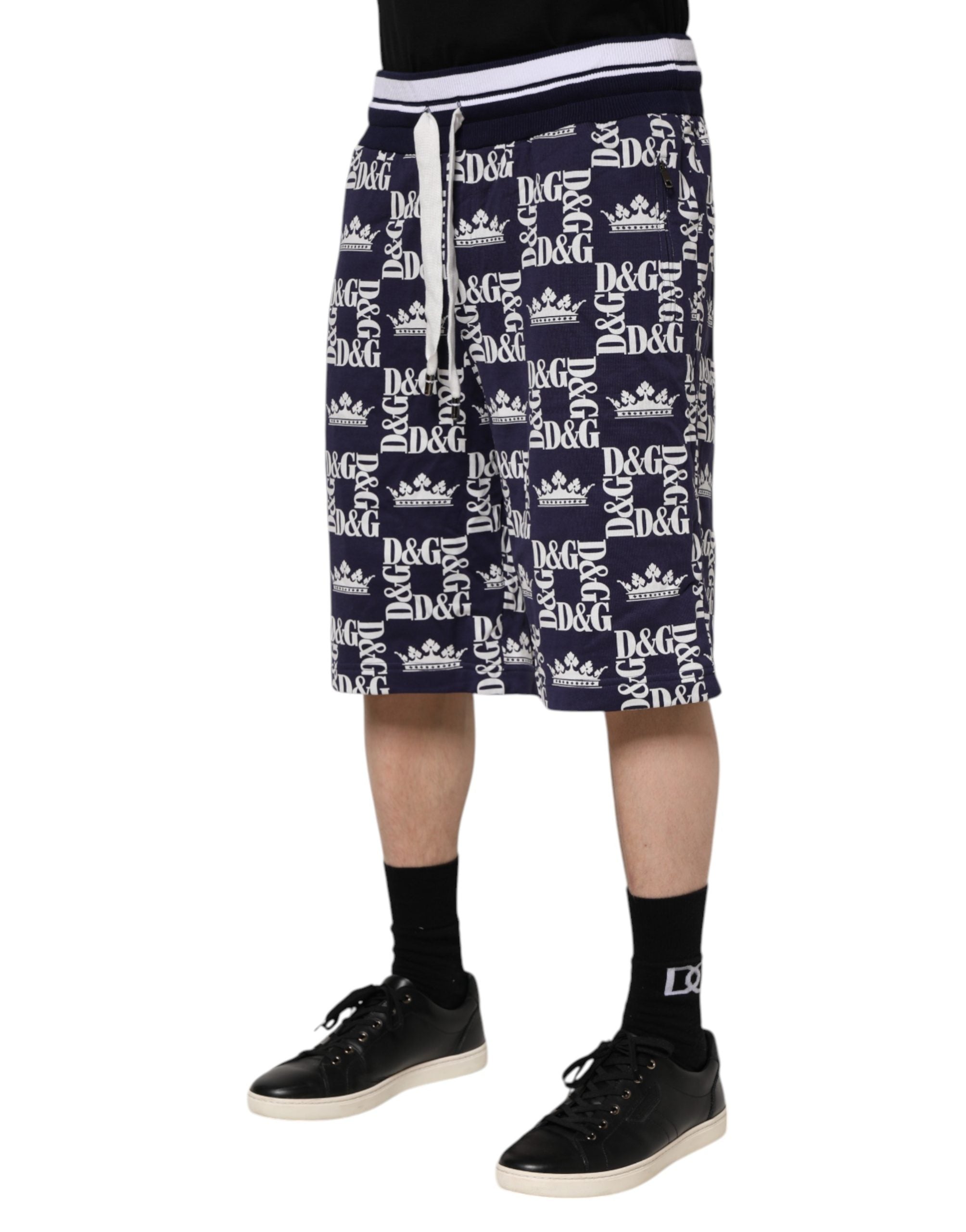 Dolce & Gabbana Blue DG Logo Print Chino Men Bermuda Shorts Dolce & Gabbana