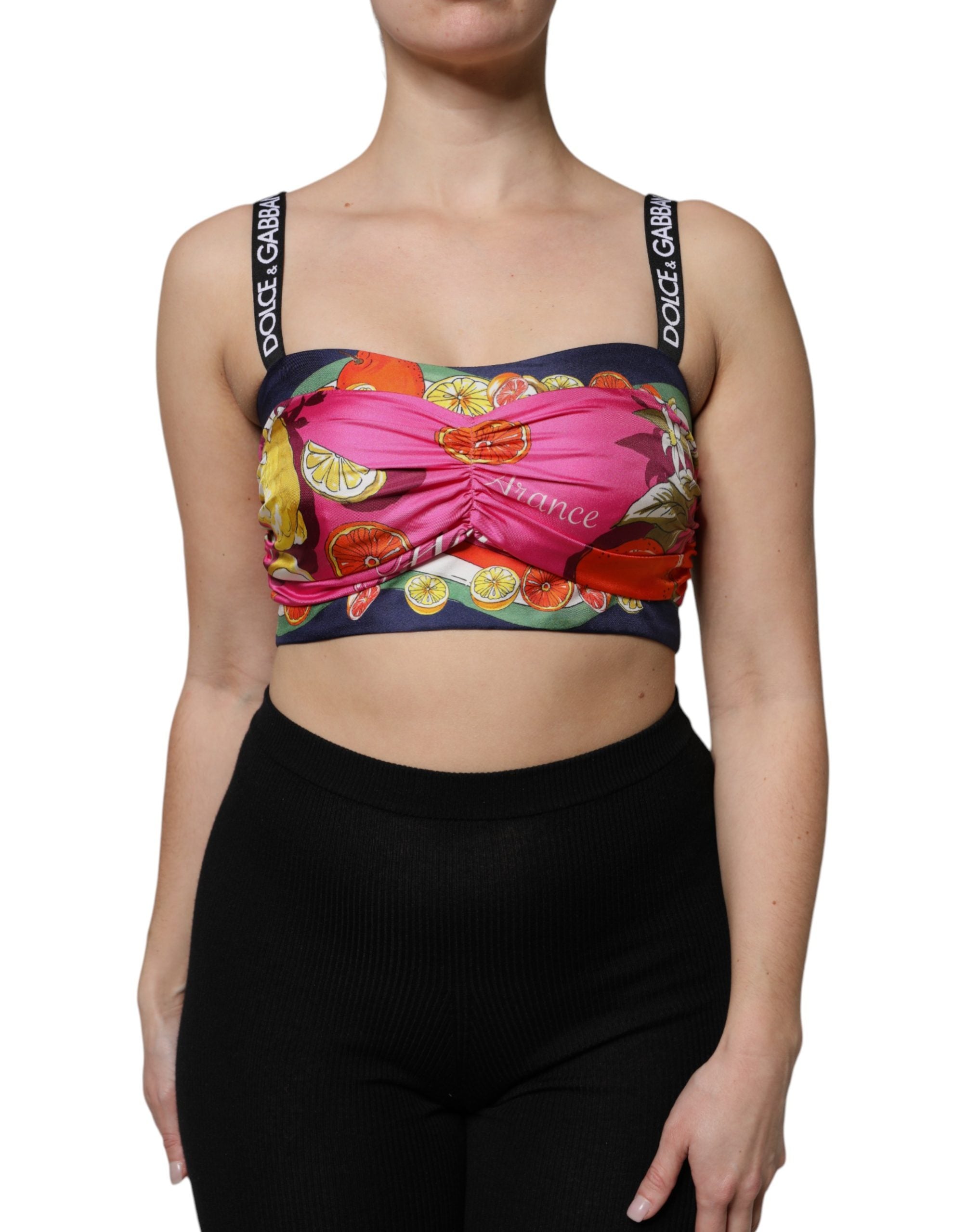 Dolce & Gabbana Multicolor Silk Cropped Bustier Corset Top Dolce & Gabbana