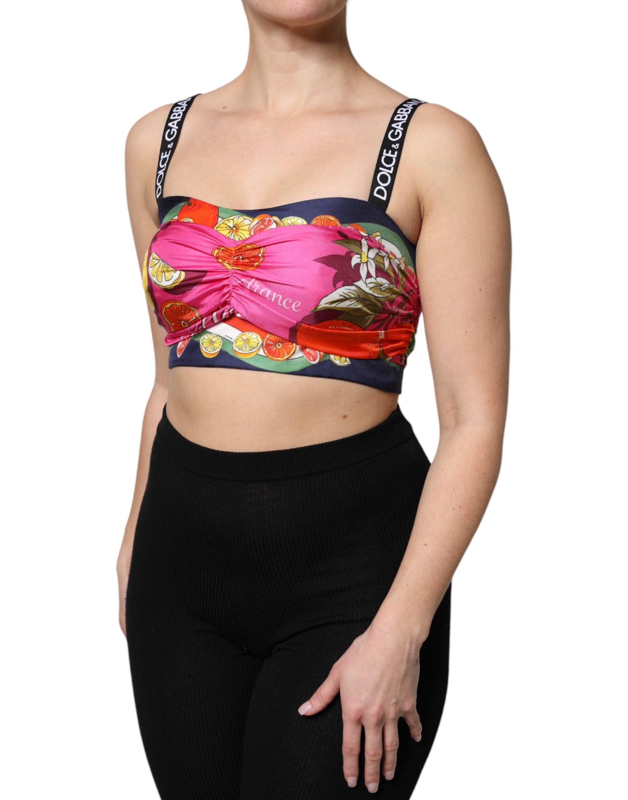 Dolce & Gabbana Multicolor Silk Cropped Bustier Corset Top Dolce & Gabbana