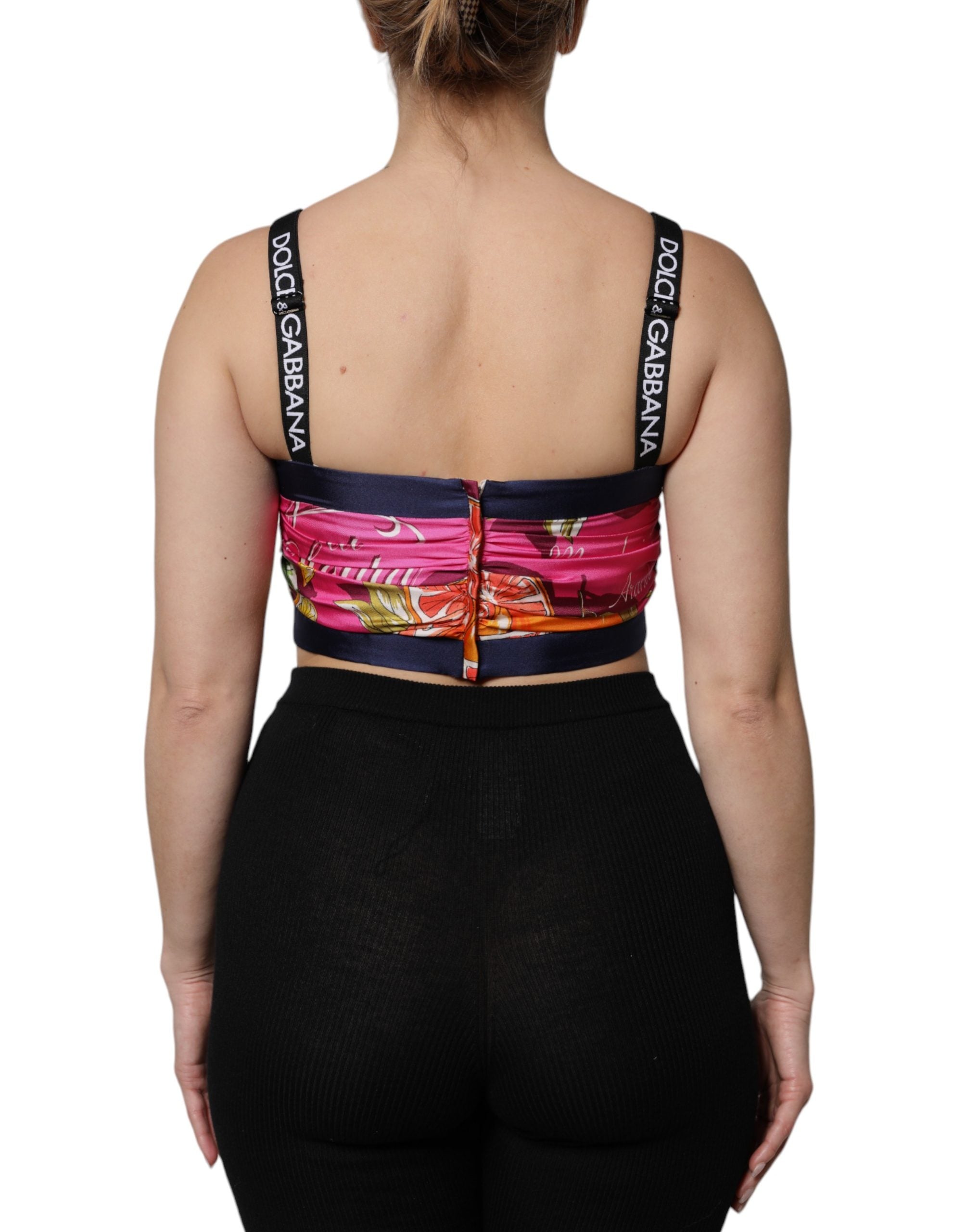 Dolce & Gabbana Multicolor Silk Cropped Bustier Corset Top Dolce & Gabbana