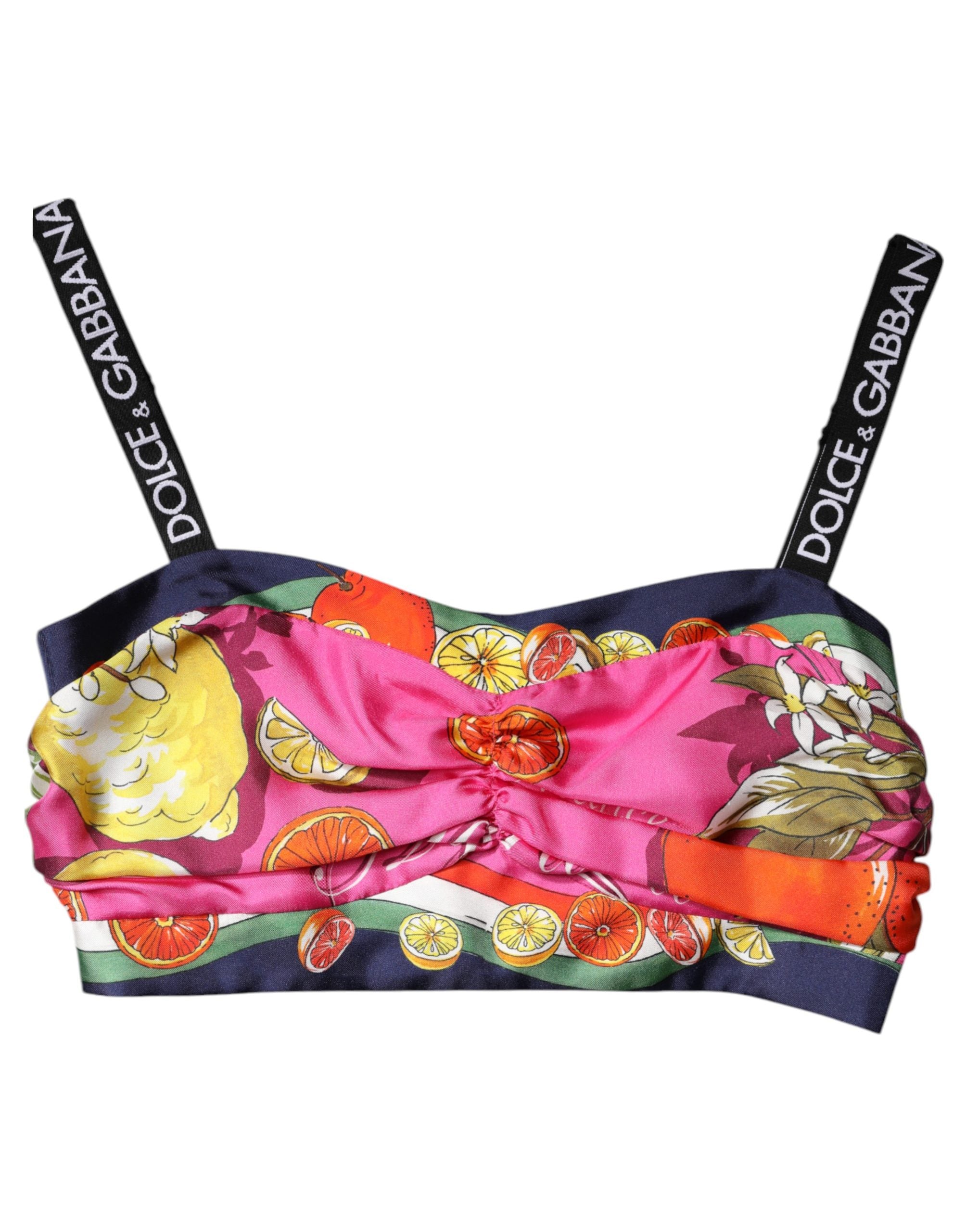 Dolce & Gabbana Multicolor Silk Cropped Bustier Corset Top Dolce & Gabbana