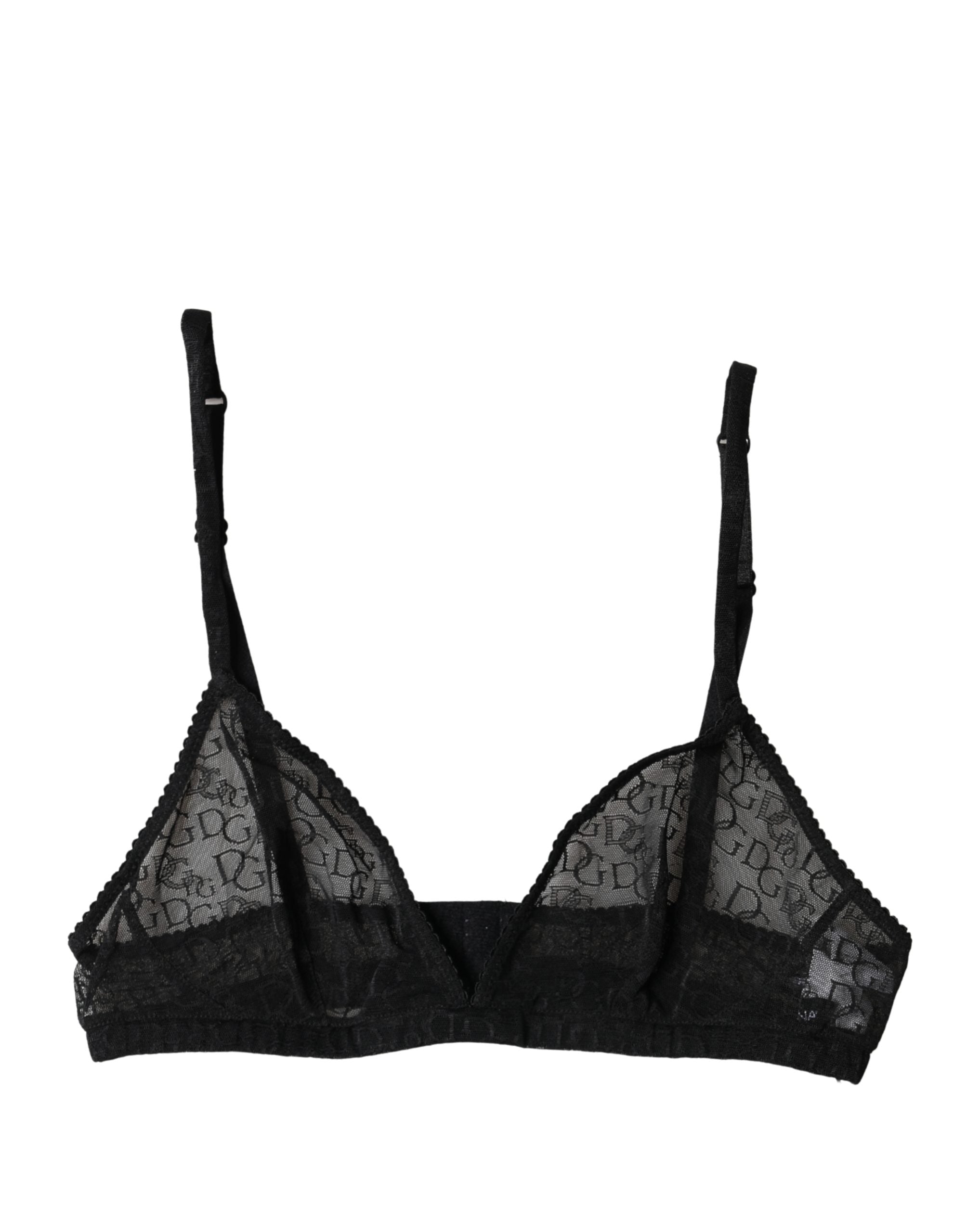 Dolce & Gabbana Black Logo Mania Sheer Soft Cup Bra Underwear Dolce & Gabbana