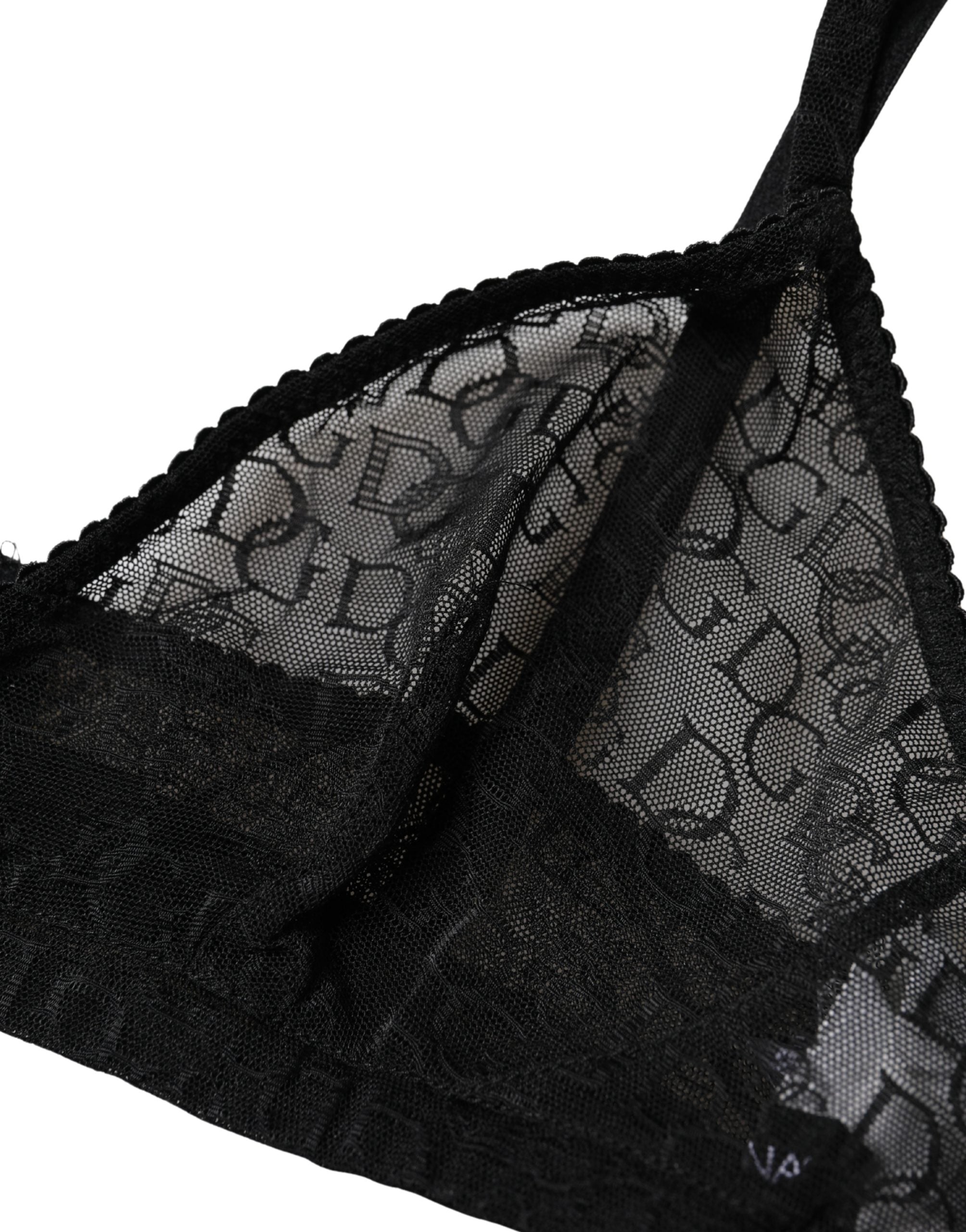 Dolce & Gabbana Black Logo Mania Sheer Soft Cup Bra Underwear Dolce & Gabbana