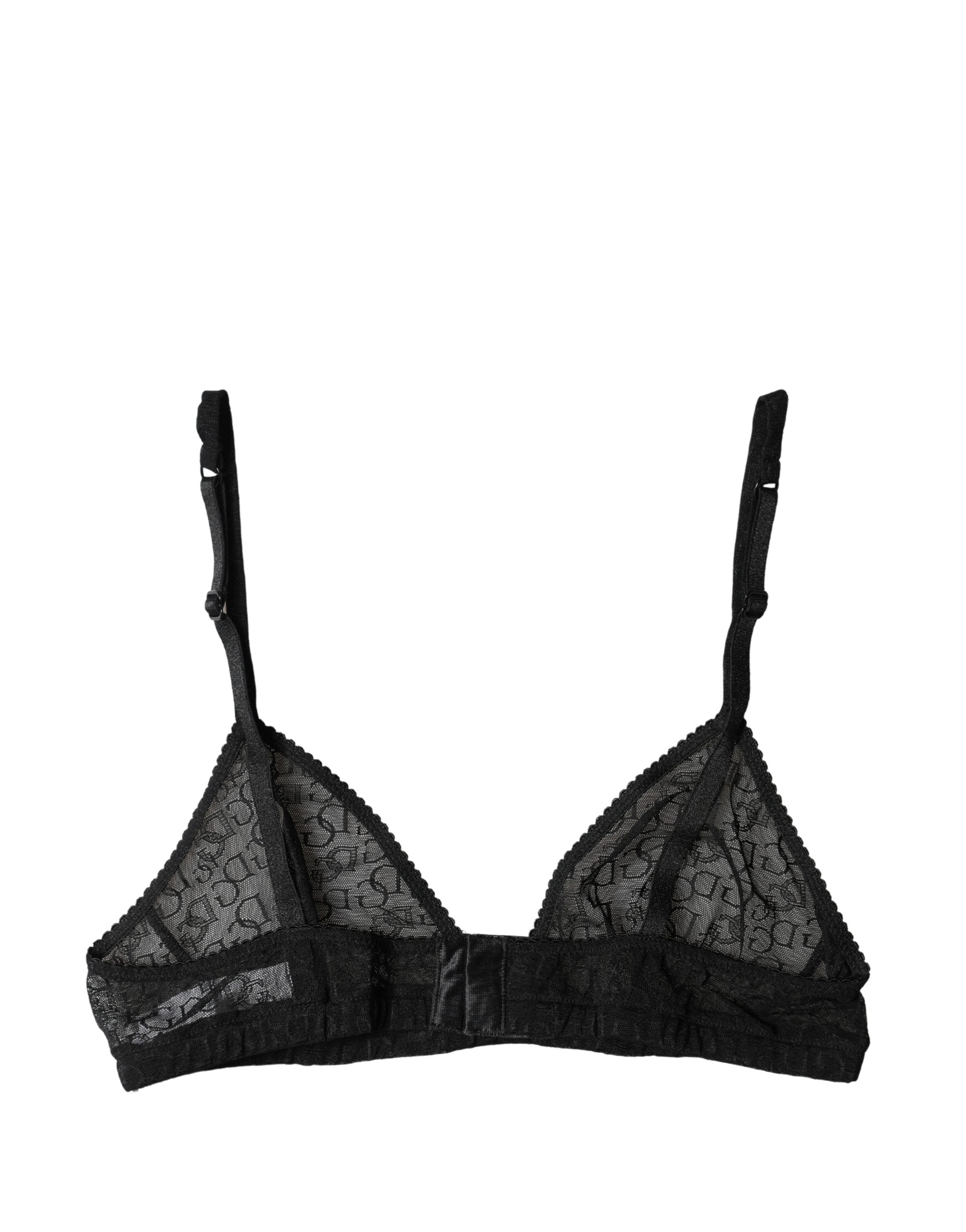 Dolce & Gabbana Black Logo Mania Sheer Soft Cup Bra Underwear Dolce & Gabbana
