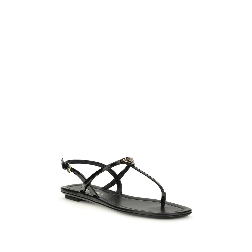 Prada Black Calf Leather Bos Taurus Flip-Flop Sandals Prada