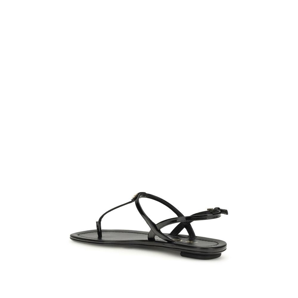 Prada Black Calf Leather Bos Taurus Flip-Flop Sandals Prada