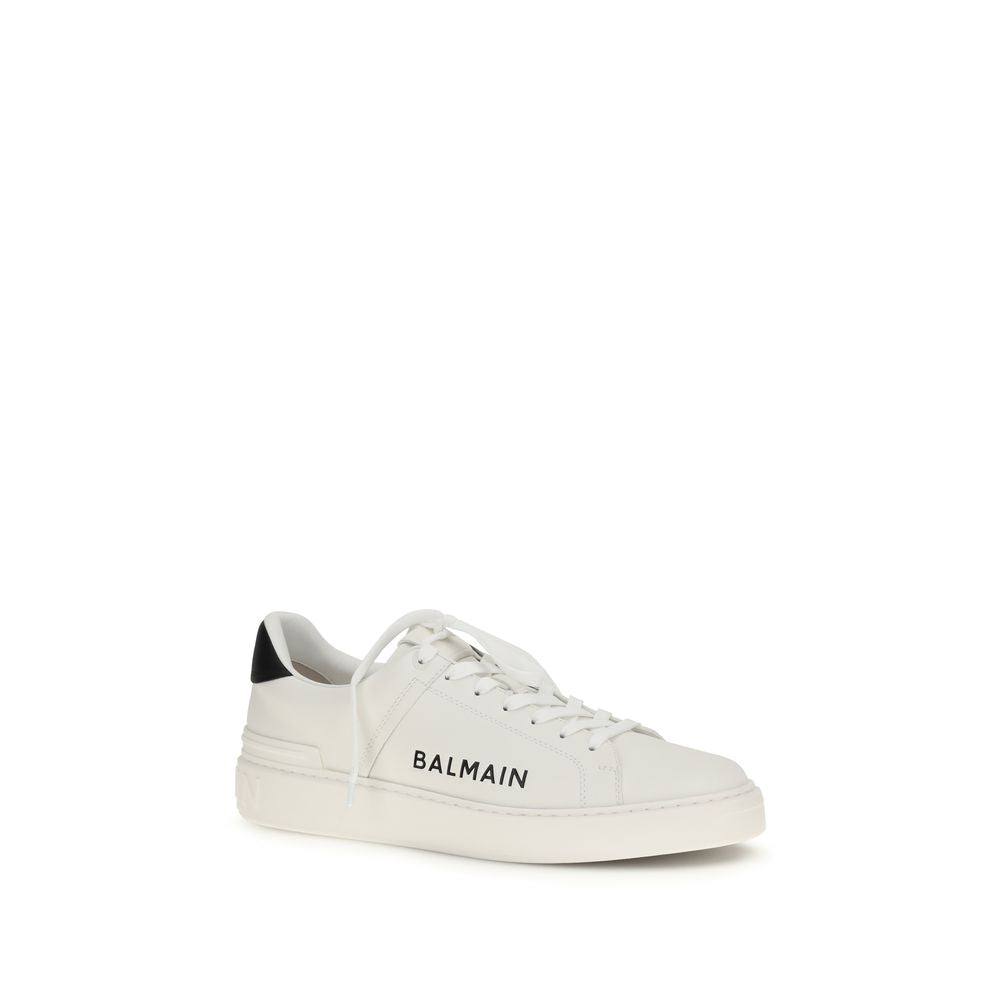 Balmain White Calf Leather Bos Taurus Low Top Sneakers Balmain