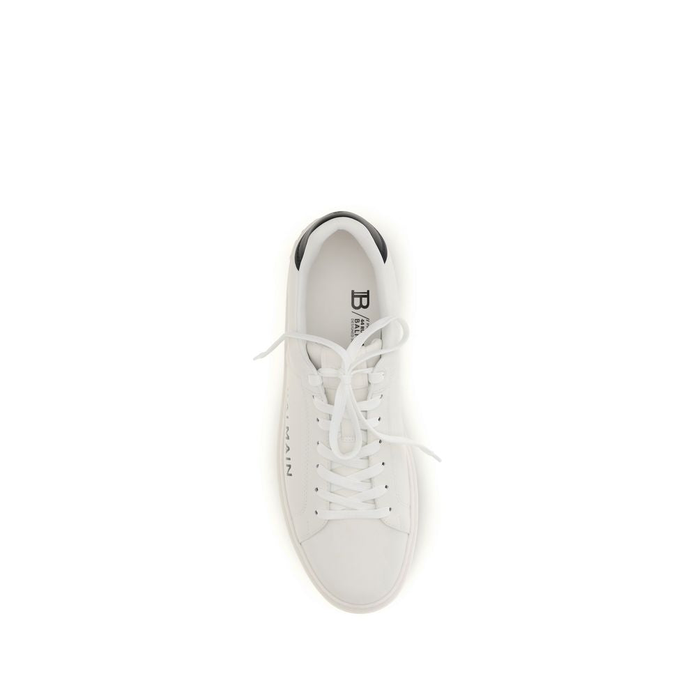 Balmain White Calf Leather Bos Taurus Low Top Sneakers Balmain