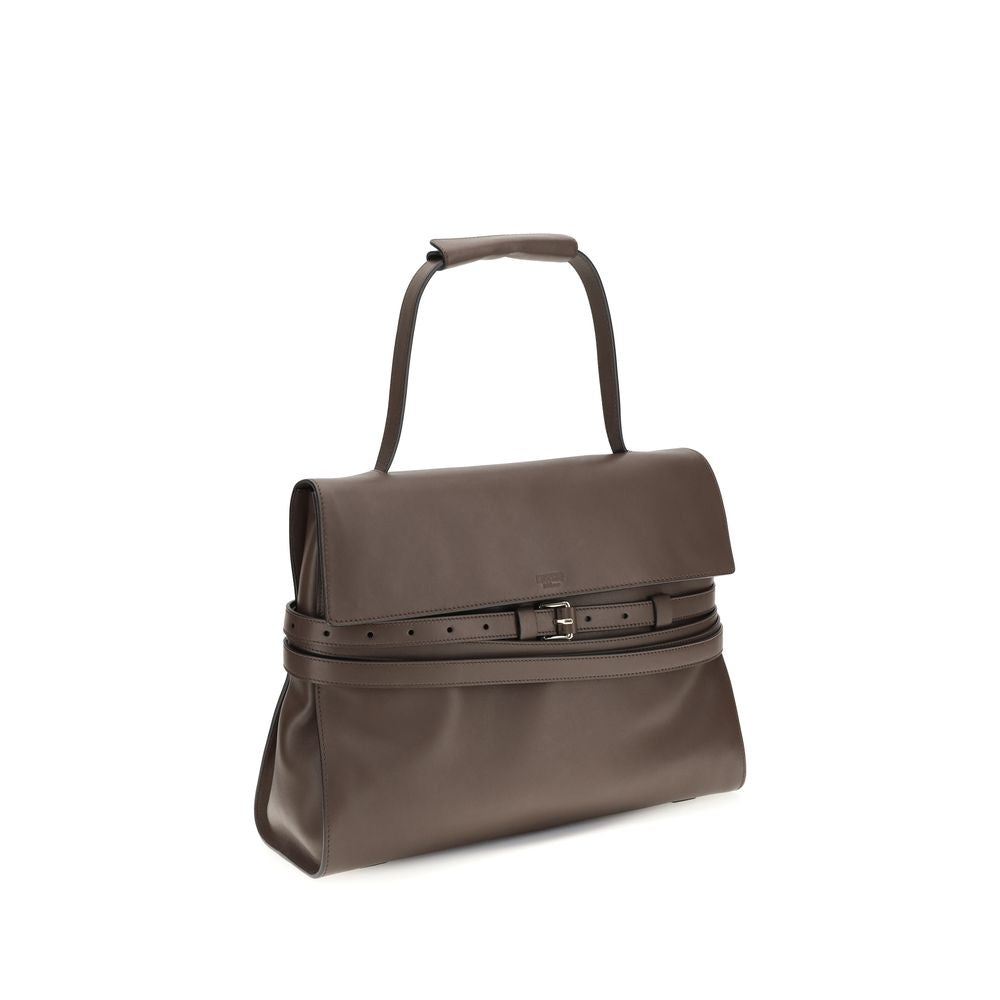 Moschino Brown Calf Leather Bos Taurus Handbag Moschino