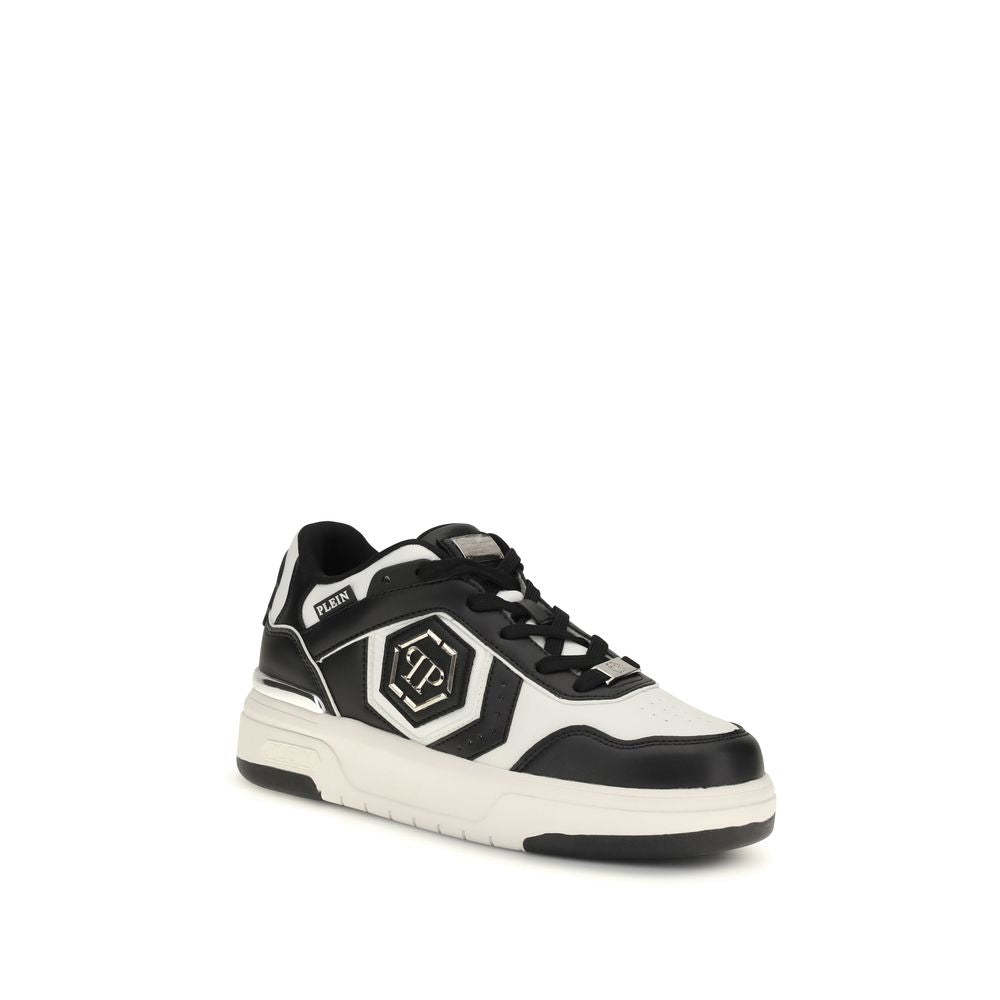 Philipp Plein Black Calf Leather Bos Taurus Athletic Sneakers Philipp Plein