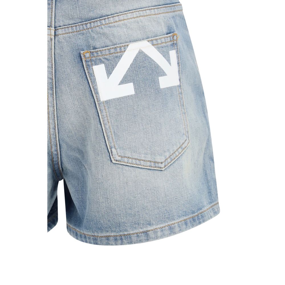Off-White Blue Cotton Bermuda Shorts Off-White