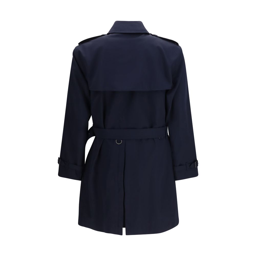 Burberry Blue Cotton Trench Coat Burberry