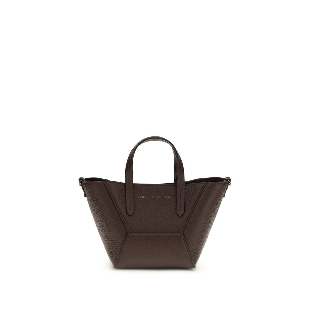 Brunello Cucinelli Bordeaux Calf Leather Bos Taurus Shoulder Bag Brunello Cucinelli