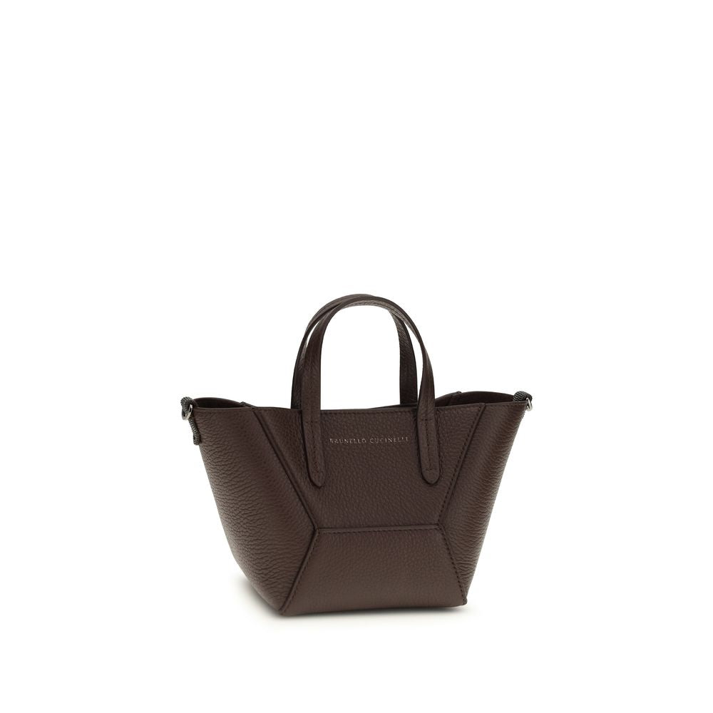 Brunello Cucinelli Bordeaux Calf Leather Bos Taurus Shoulder Bag Brunello Cucinelli
