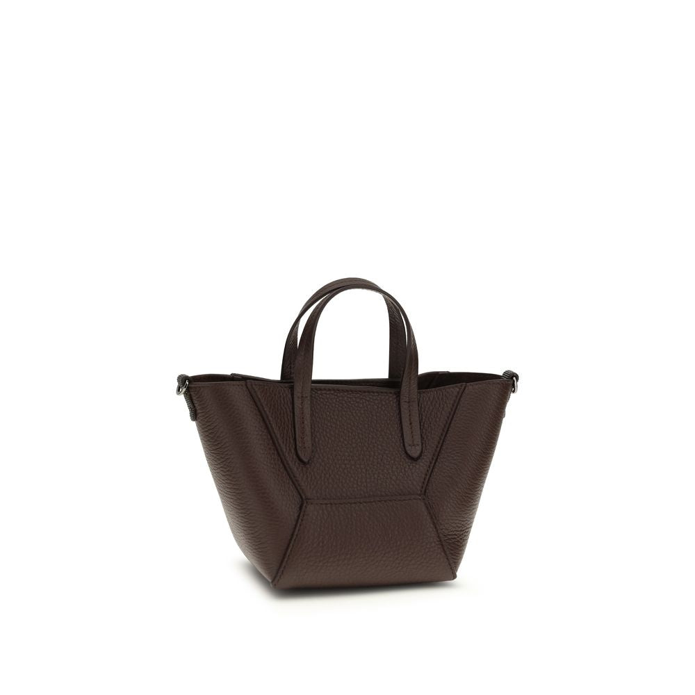Brunello Cucinelli Bordeaux Calf Leather Bos Taurus Shoulder Bag Brunello Cucinelli