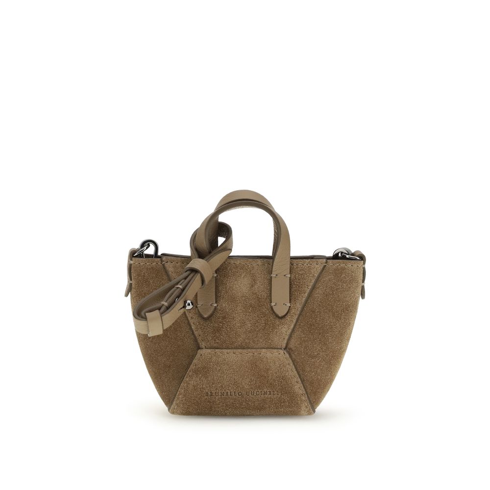 Brunello Cucinelli Brown Calf Leather Bos Taurus Shoulder Bag Brunello Cucinelli