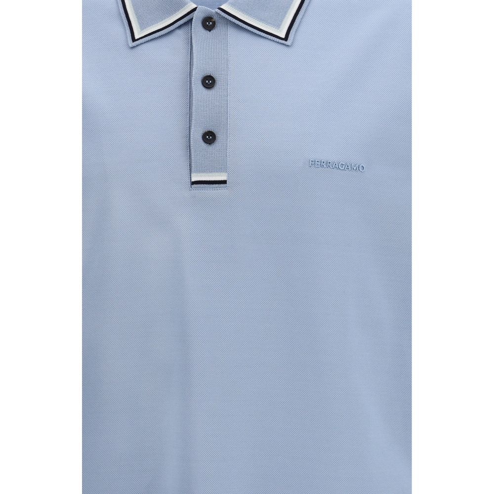Ferragamo Blue Cotton Polo Shirt Ferragamo
