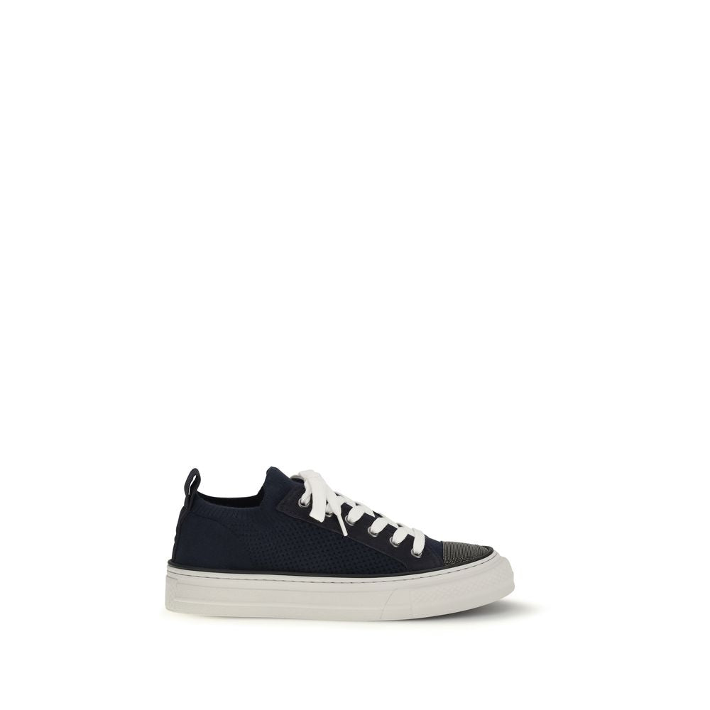 Brunello Cucinelli Blue Cotton Low Top Sneakers Brunello Cucinelli