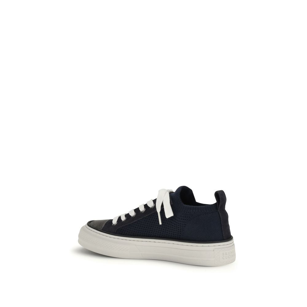 Brunello Cucinelli Blue Cotton Low Top Sneakers Brunello Cucinelli