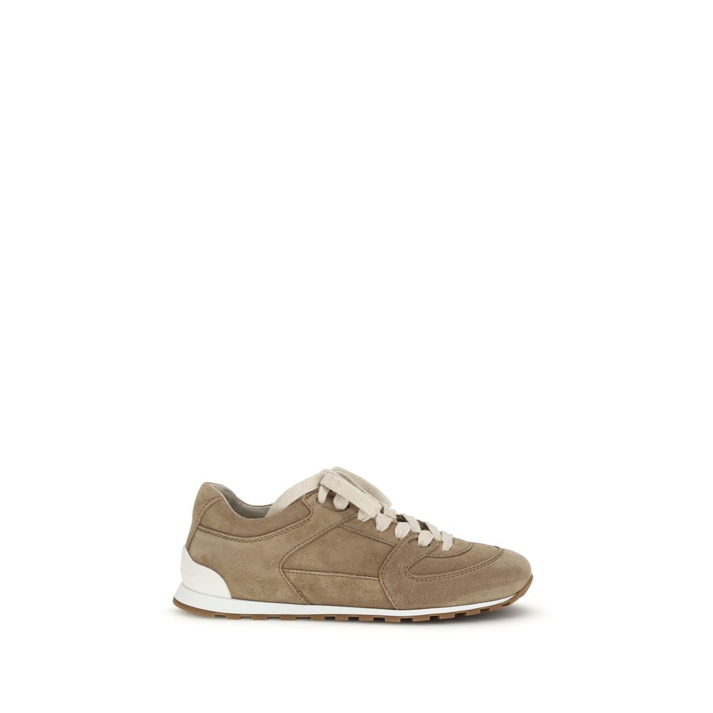 Brunello Cucinelli Beige Calf Leather Bos Taurus Low Top Sneakers Brunello Cucinelli