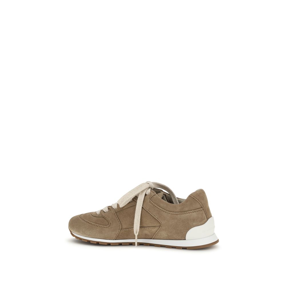 Brunello Cucinelli Beige Calf Leather Bos Taurus Low Top Sneakers Brunello Cucinelli