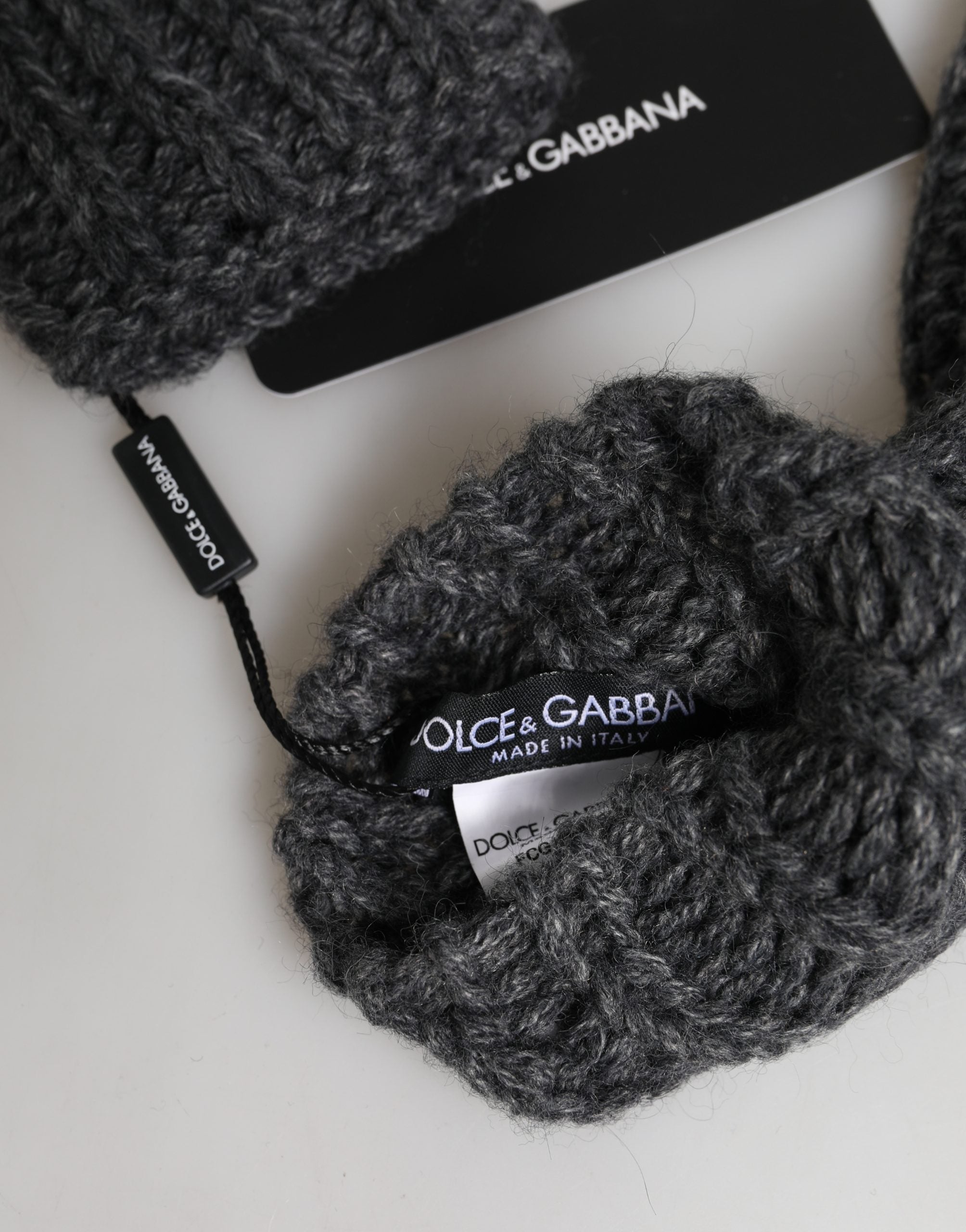 Dolce & Gabbana Gray Acrylic Knitted Fingerless Arm Warmer Gloves Dolce & Gabbana