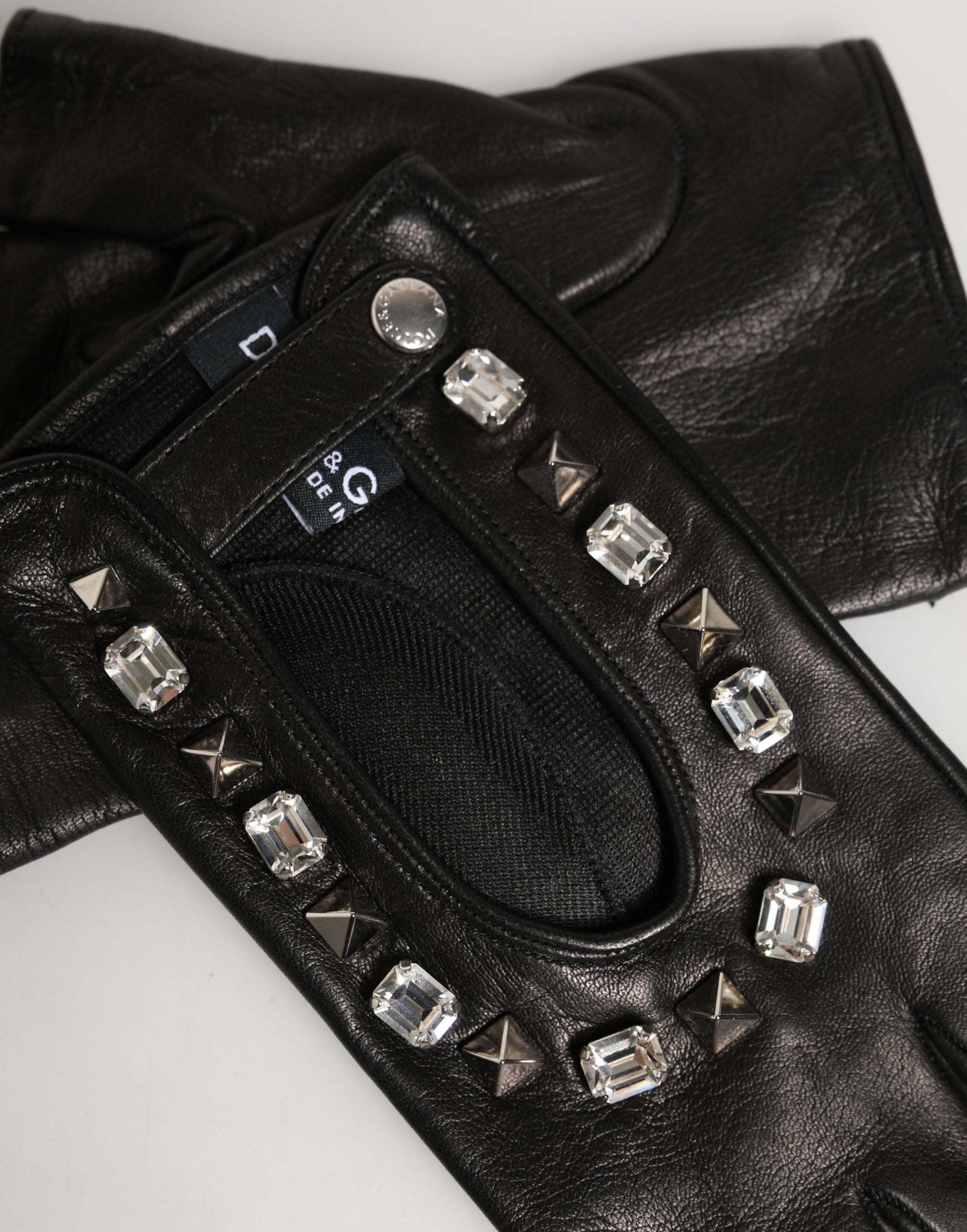 Dolce & Gabbana Women Black Embellished Wrist Length Mitten Gloves Dolce & Gabbana