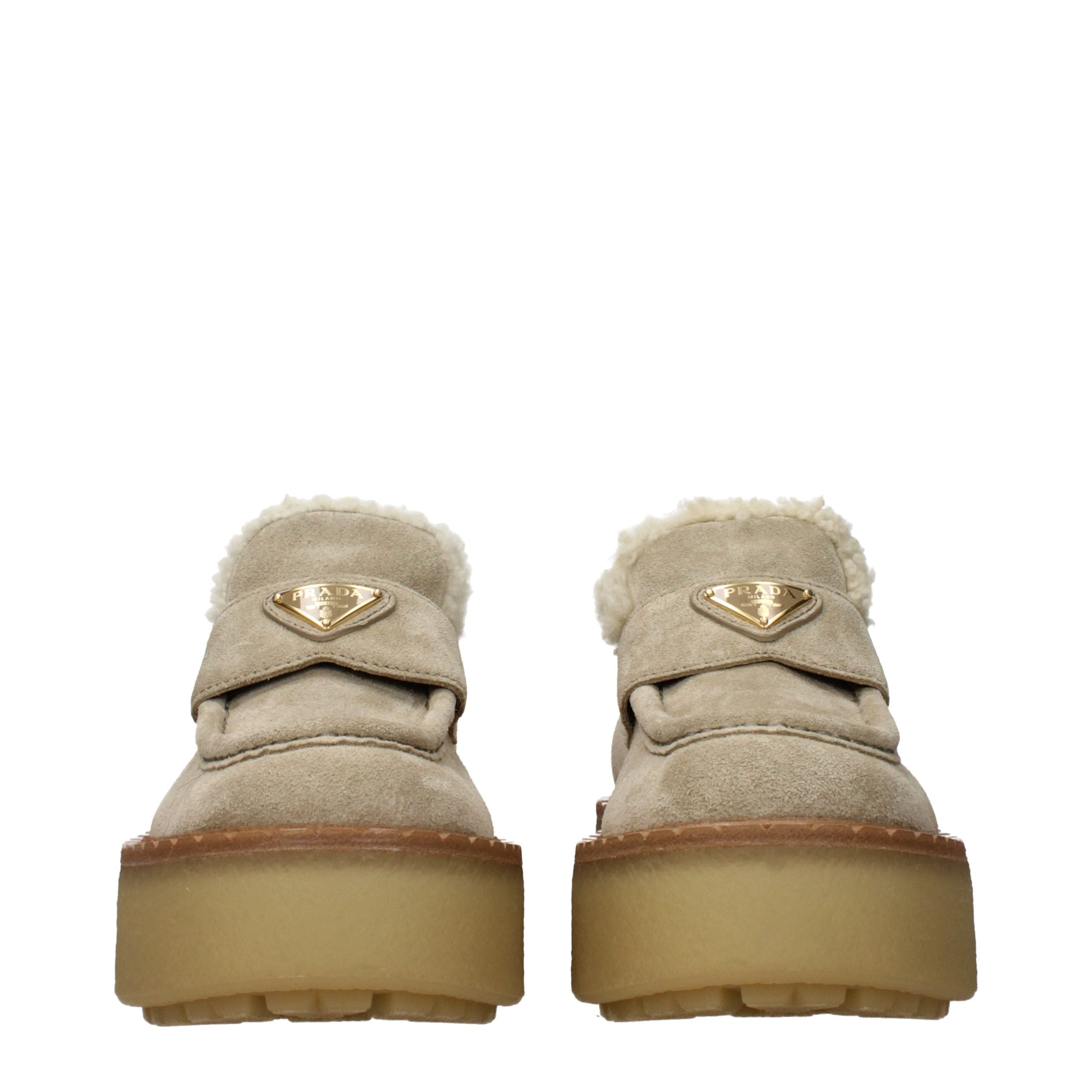 Prada Beige Leather Platform Loafers Prada
