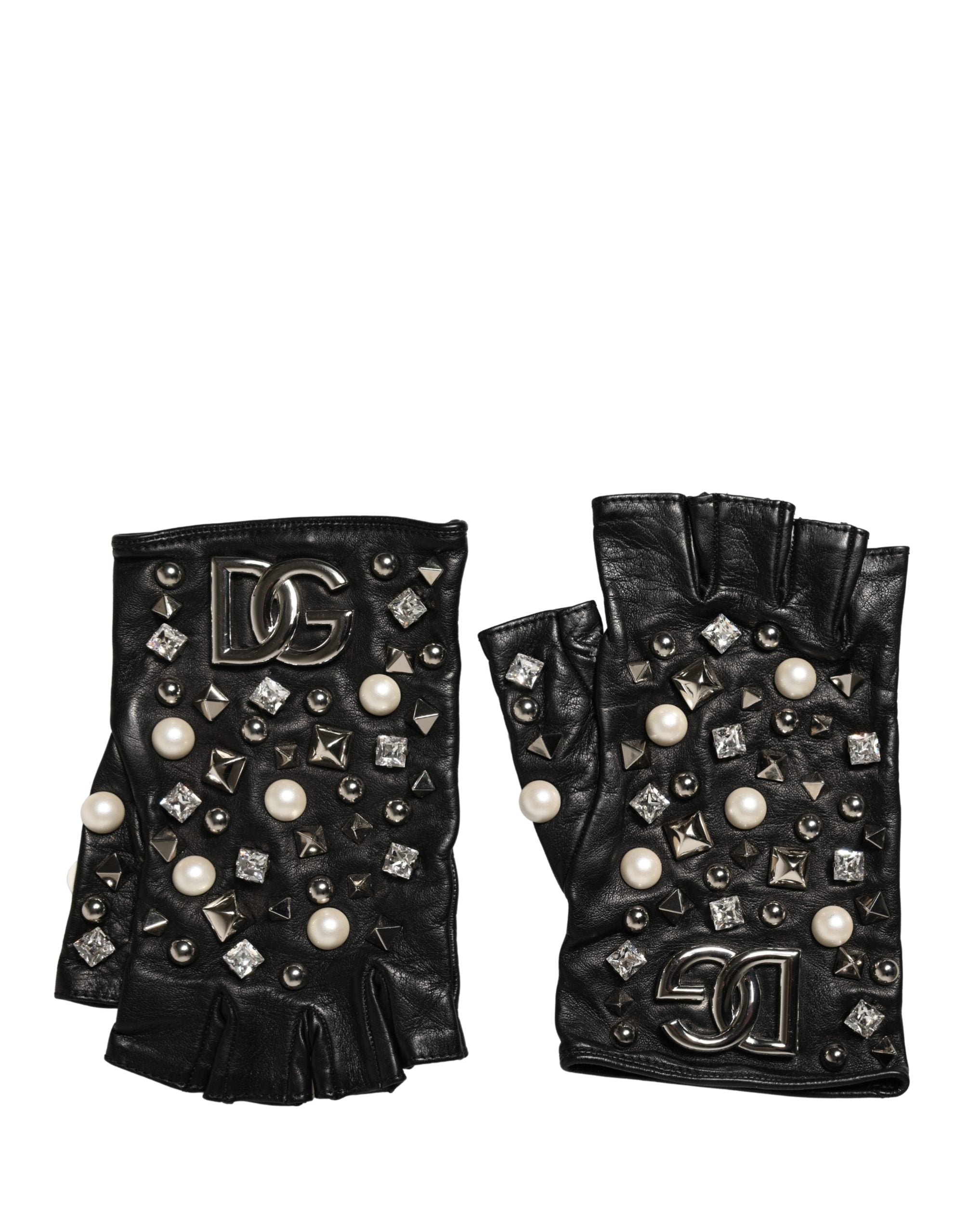Dolce & Gabbana Black Pearl Embellished Wrist Length Gloves Dolce & Gabbana