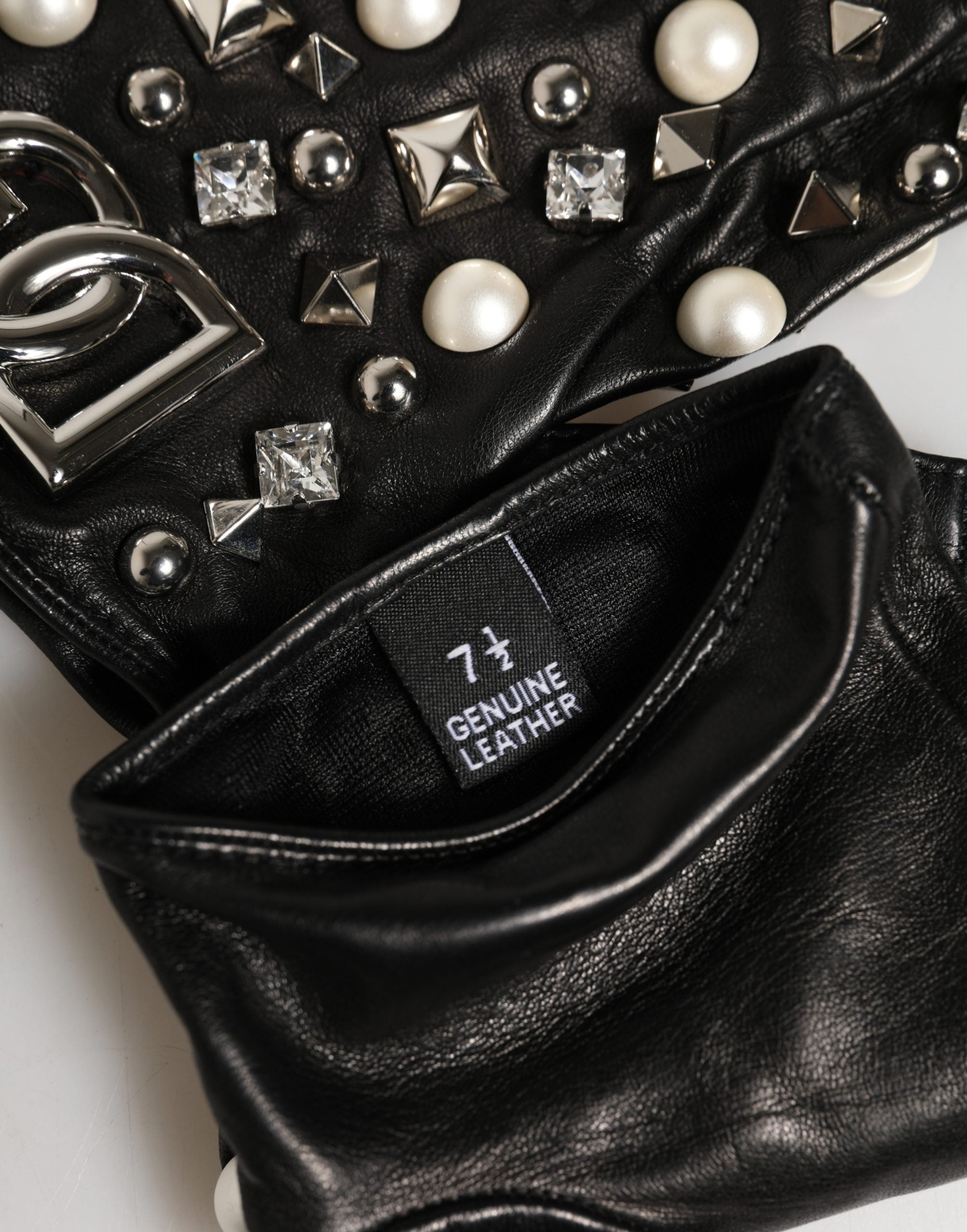 Dolce & Gabbana Black Pearl Embellished Wrist Length Gloves Dolce & Gabbana