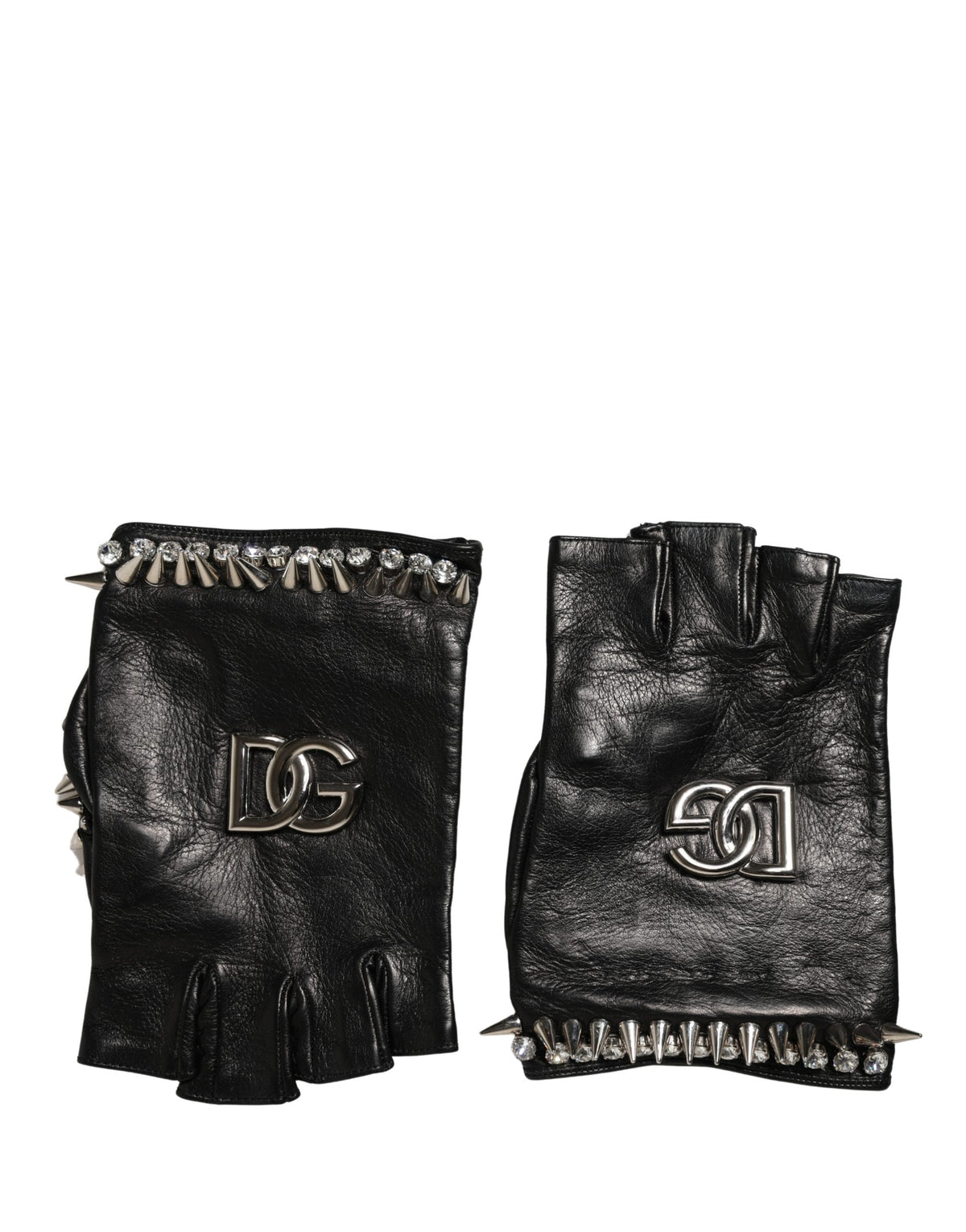 Dolce & Gabbana Women Black Embellished Wrist Length Mitten Gloves