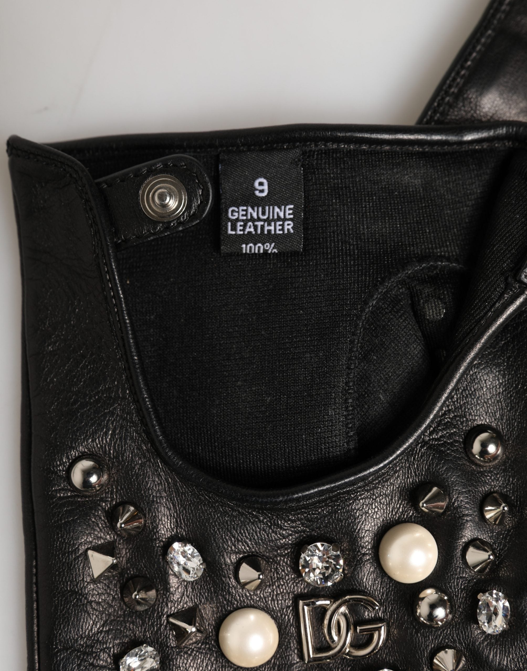Dolce & Gabbana Black Embellished Wrist Length Mitten Women Gloves Dolce & Gabbana