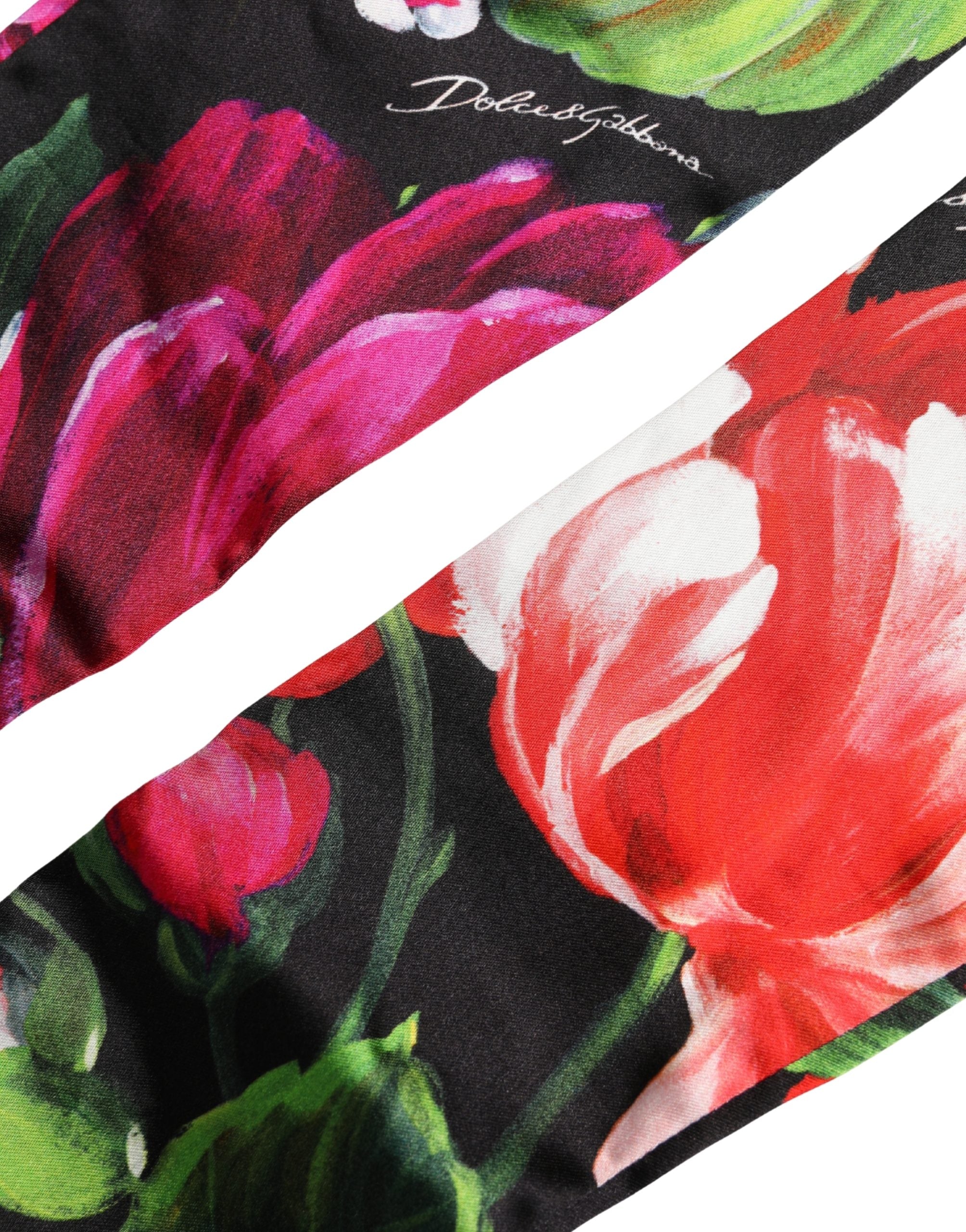 Dolce & Gabbana Multicolor Floral Print Elbow Length Women Gloves Dolce & Gabbana