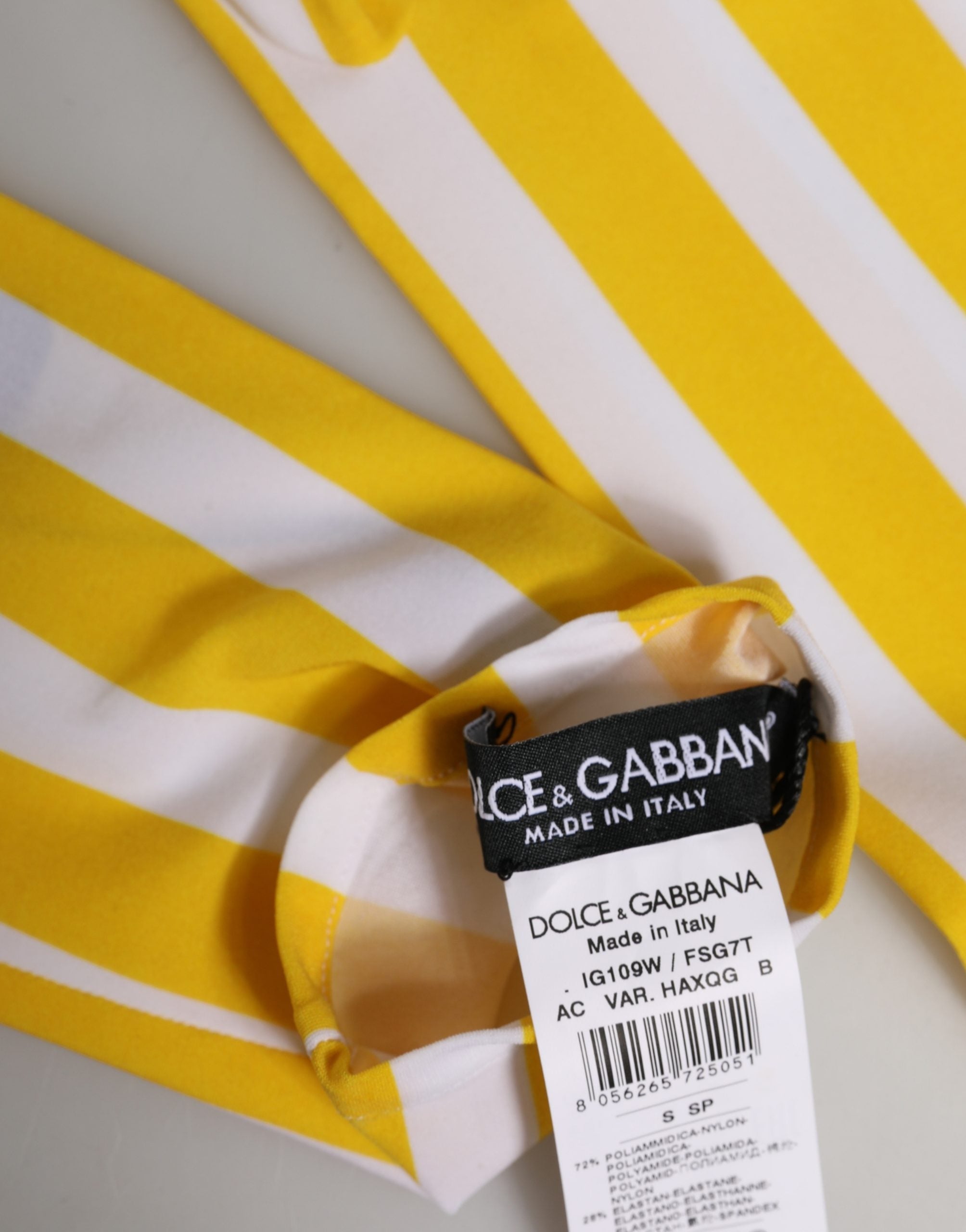 Dolce & Gabbana Yellow White Stripes Nylon Elbow Length Women Gloves Dolce & Gabbana