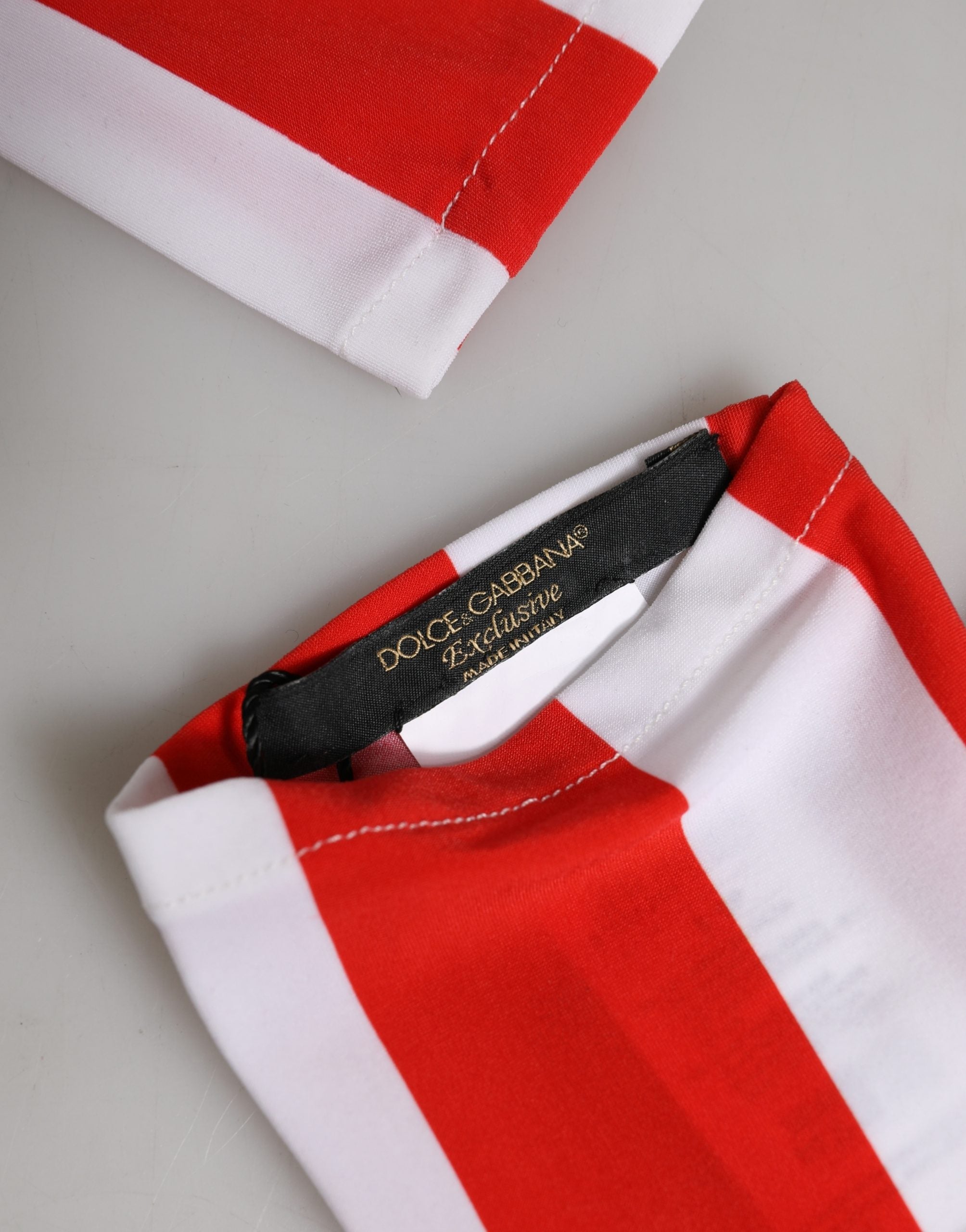 Dolce & Gabbana Red White Stripes Nylon Elbow Length Women Gloves Dolce & Gabbana