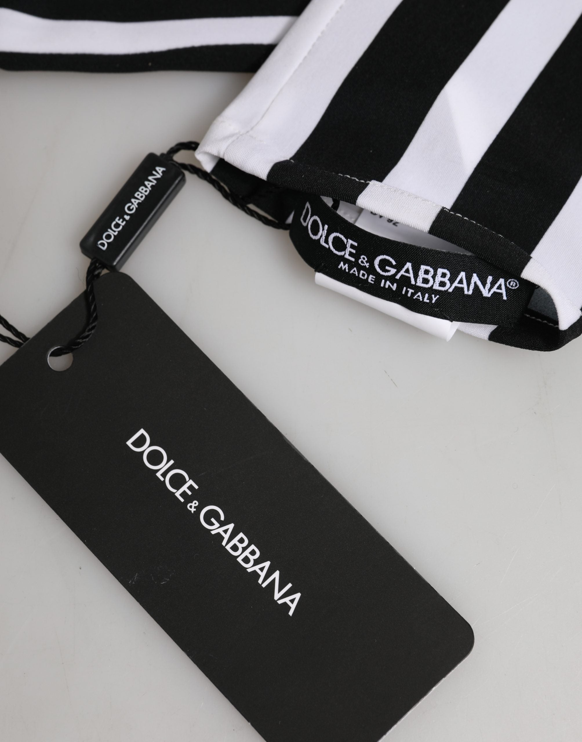 Dolce & Gabbana Black White Stripes Nylon Elbow Length Women Gloves Dolce & Gabbana