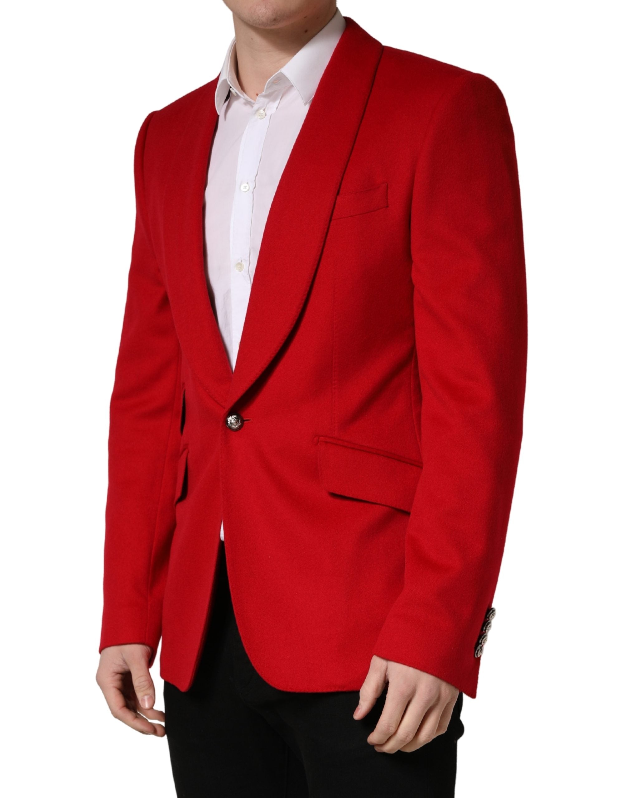 Dolce & Gabbana Red Cashmere Single Breasted Jacket Blazer Dolce & Gabbana