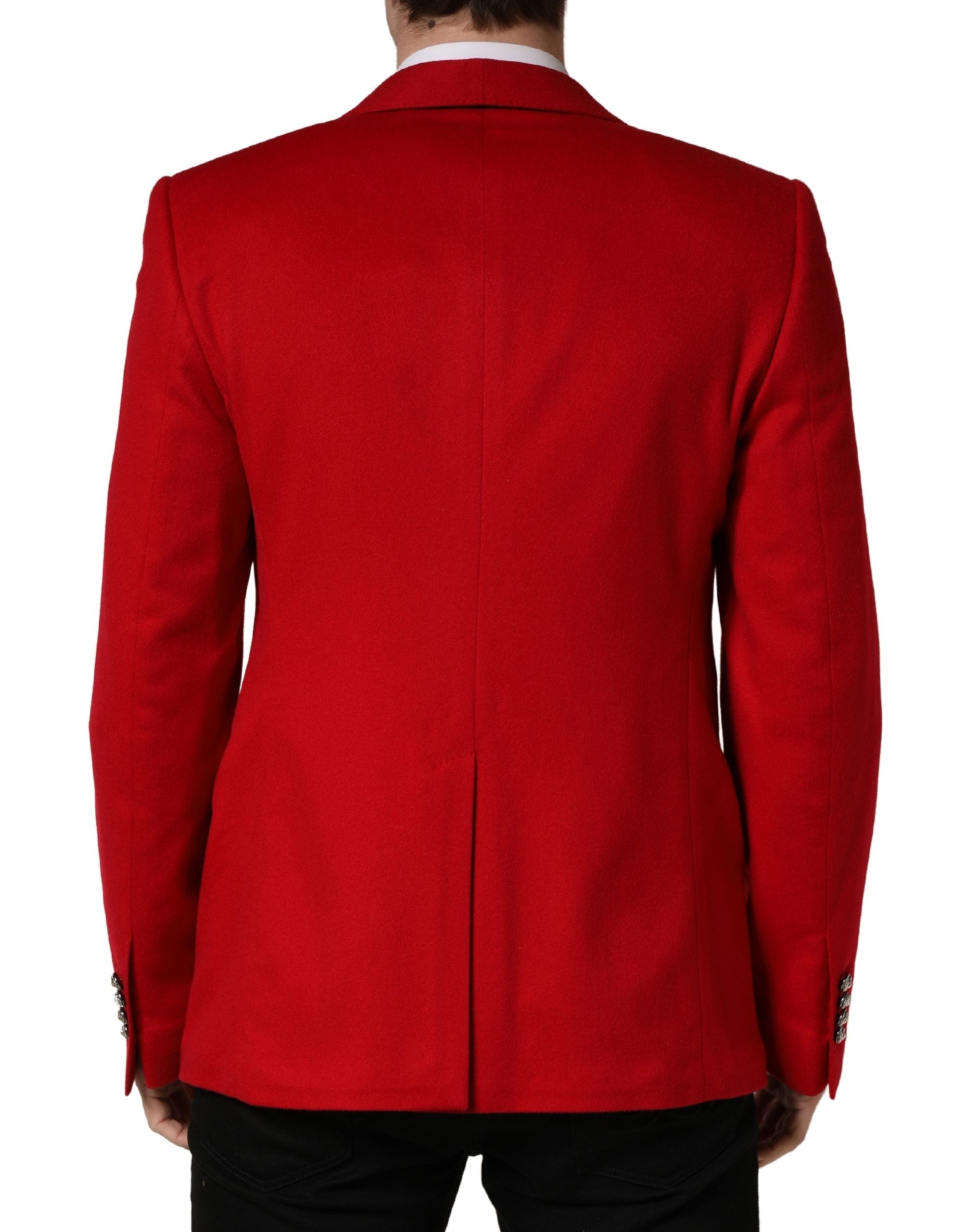Dolce & Gabbana Red Cashmere Single Breasted Jacket Blazer Dolce & Gabbana