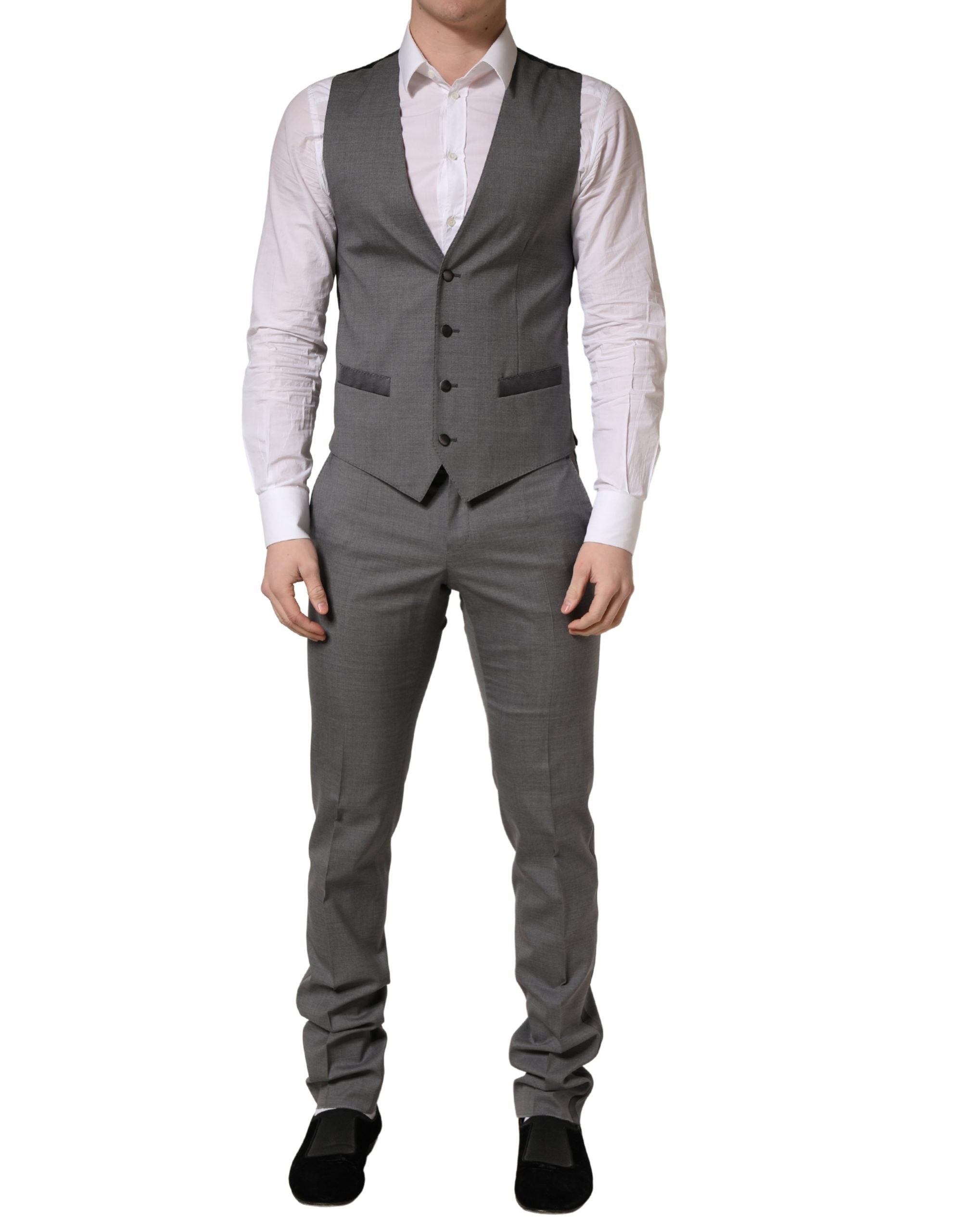 Dolce & Gabbana Gray Wool Single Breasted 1 Button 3PC Suit Dolce & Gabbana