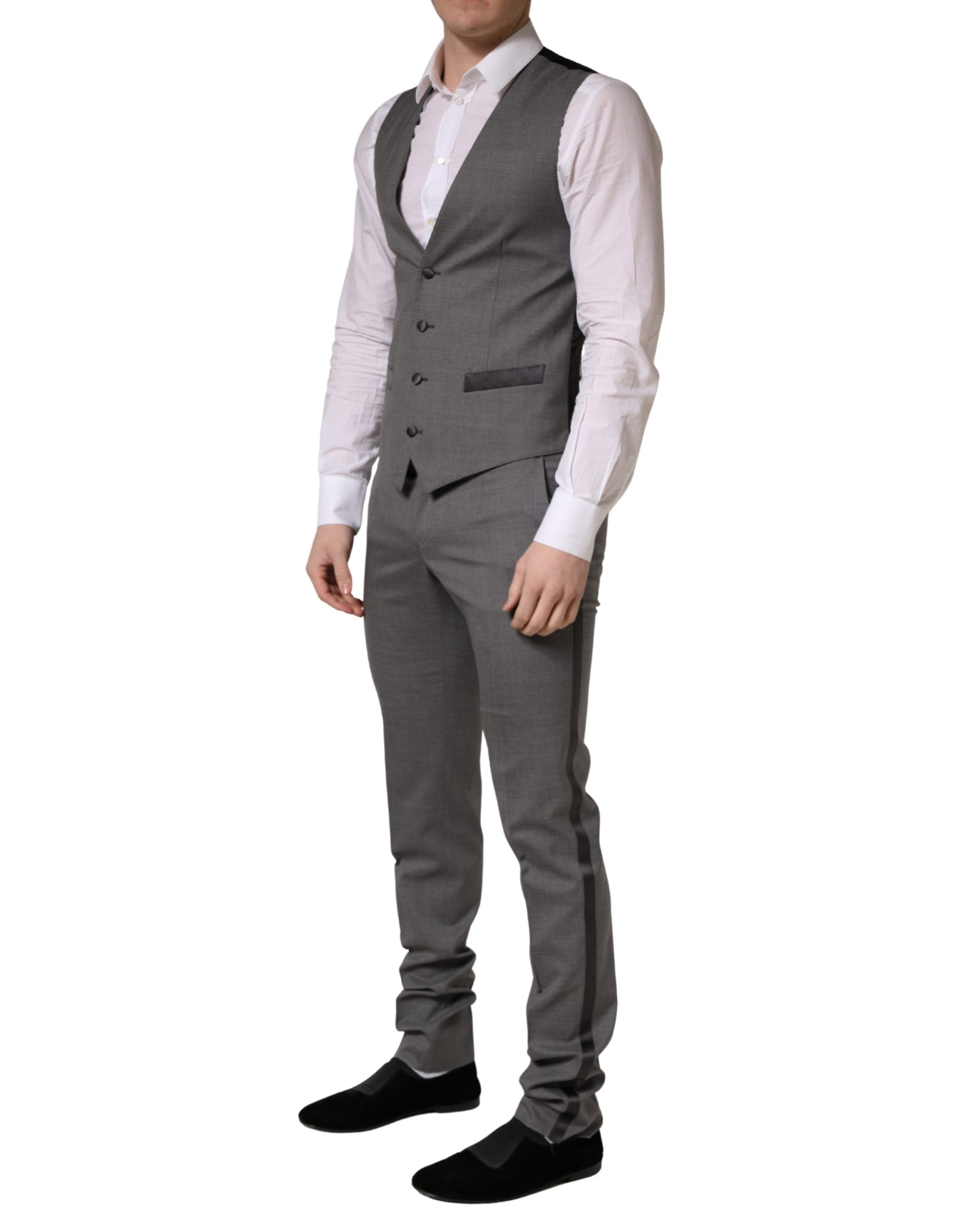 Dolce & Gabbana Gray Wool Single Breasted 1 Button 3PC Suit Dolce & Gabbana