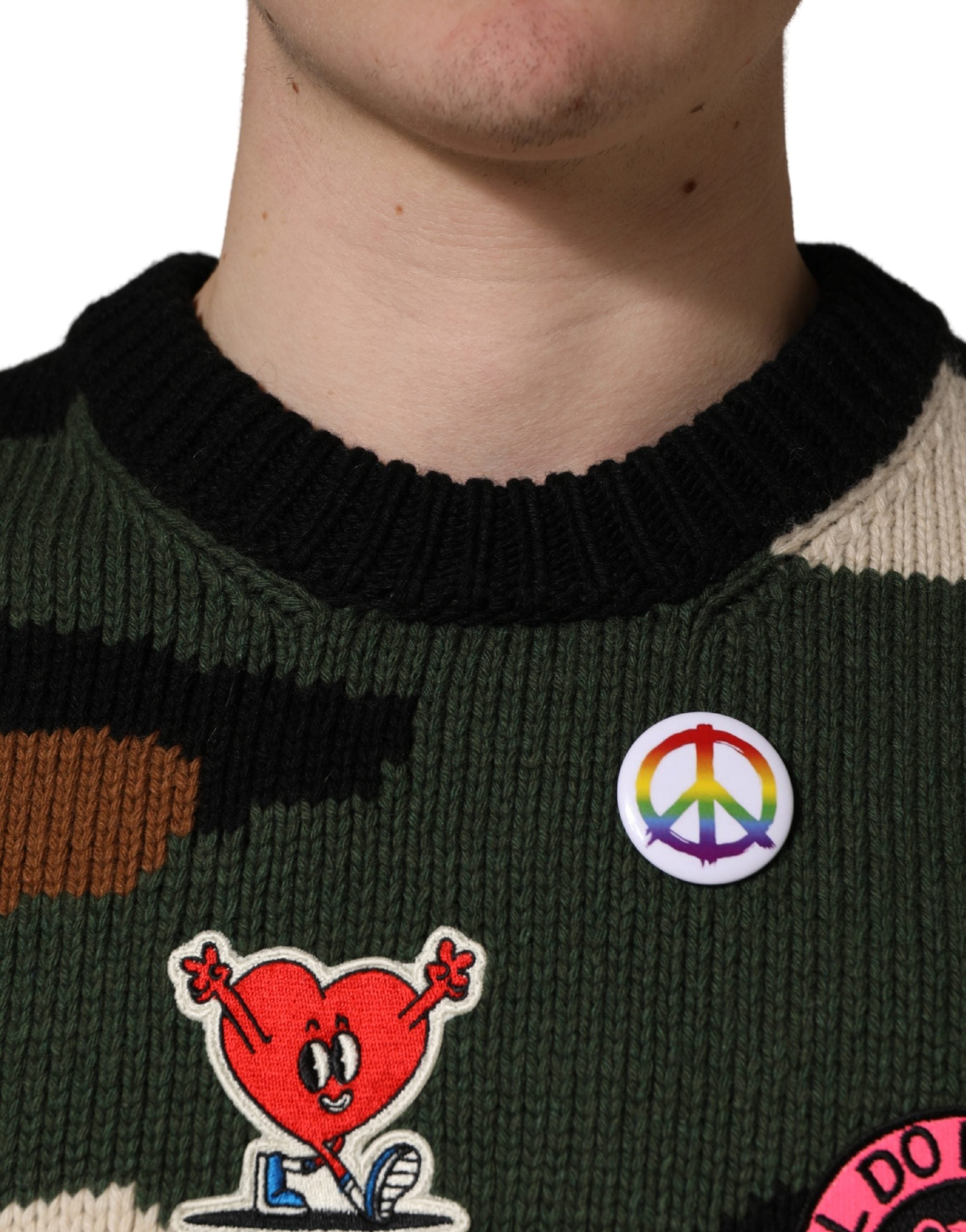 Dolce & Gabbana Multicolor Intarsia-Knit Camouflage Pullover Sweater Dolce & Gabbana