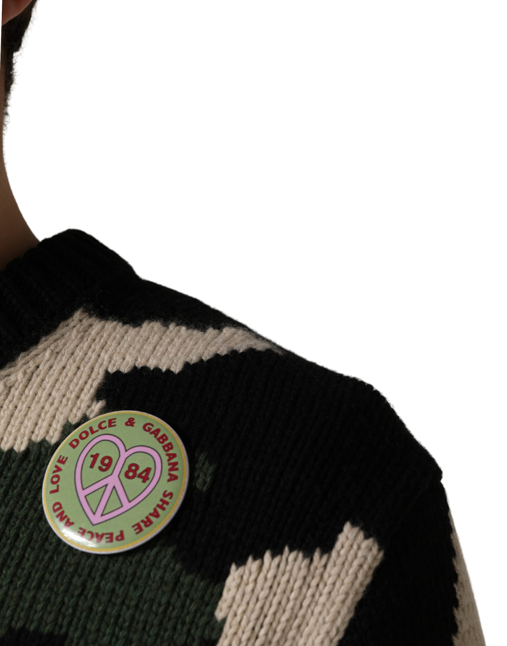 Dolce & Gabbana Multicolor Intarsia-Knit Camouflage Pullover Sweater Dolce & Gabbana