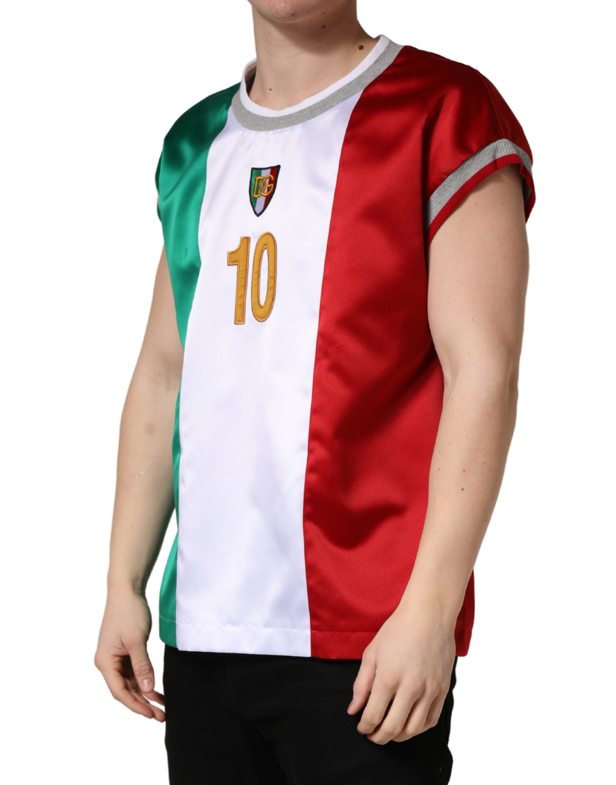 Dolce & Gabbana Multicolor Italia DG Logo Satin Tank T-shirt Dolce & Gabbana