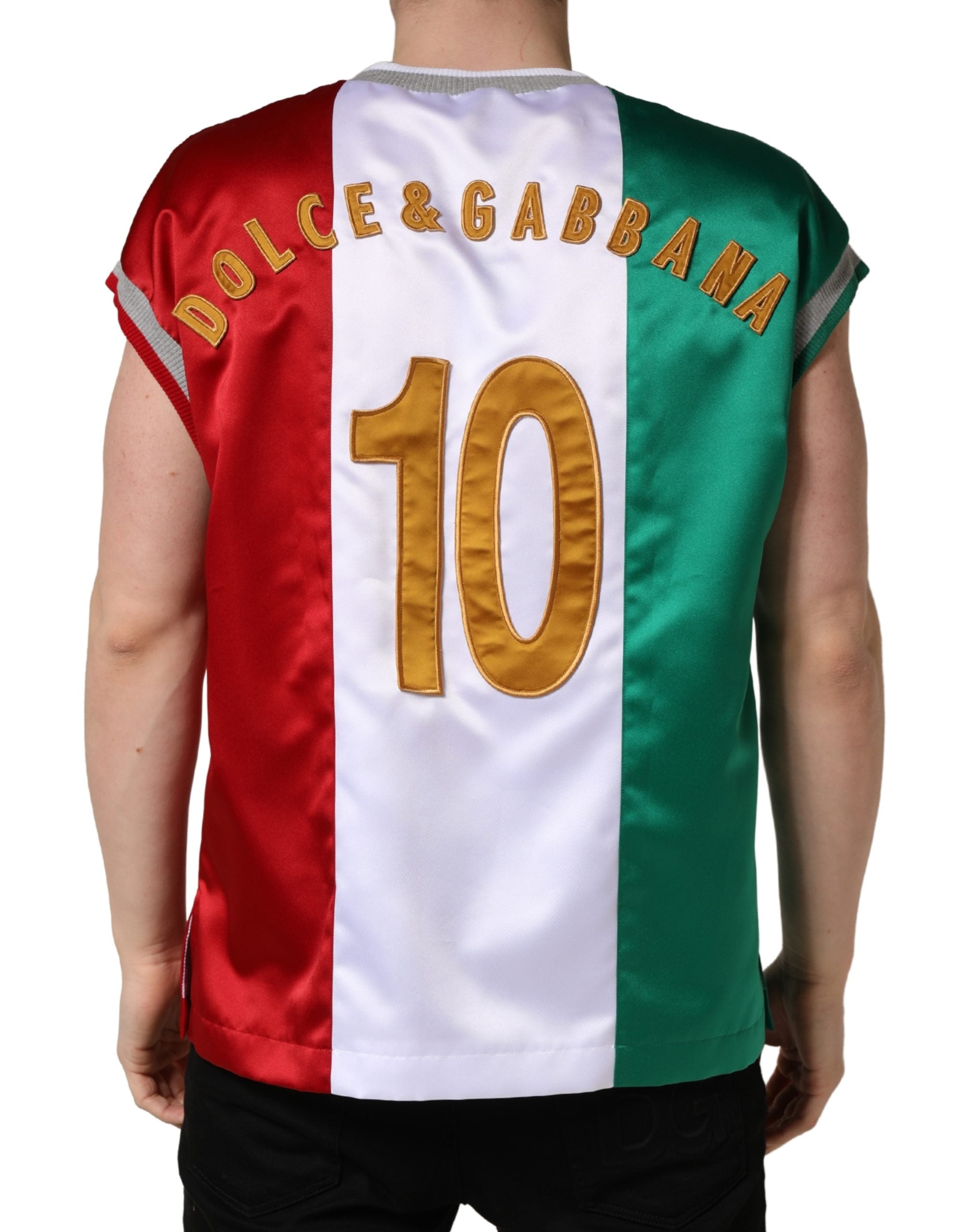 Dolce & Gabbana Multicolor Italia DG Logo Satin Tank T-shirt Dolce & Gabbana