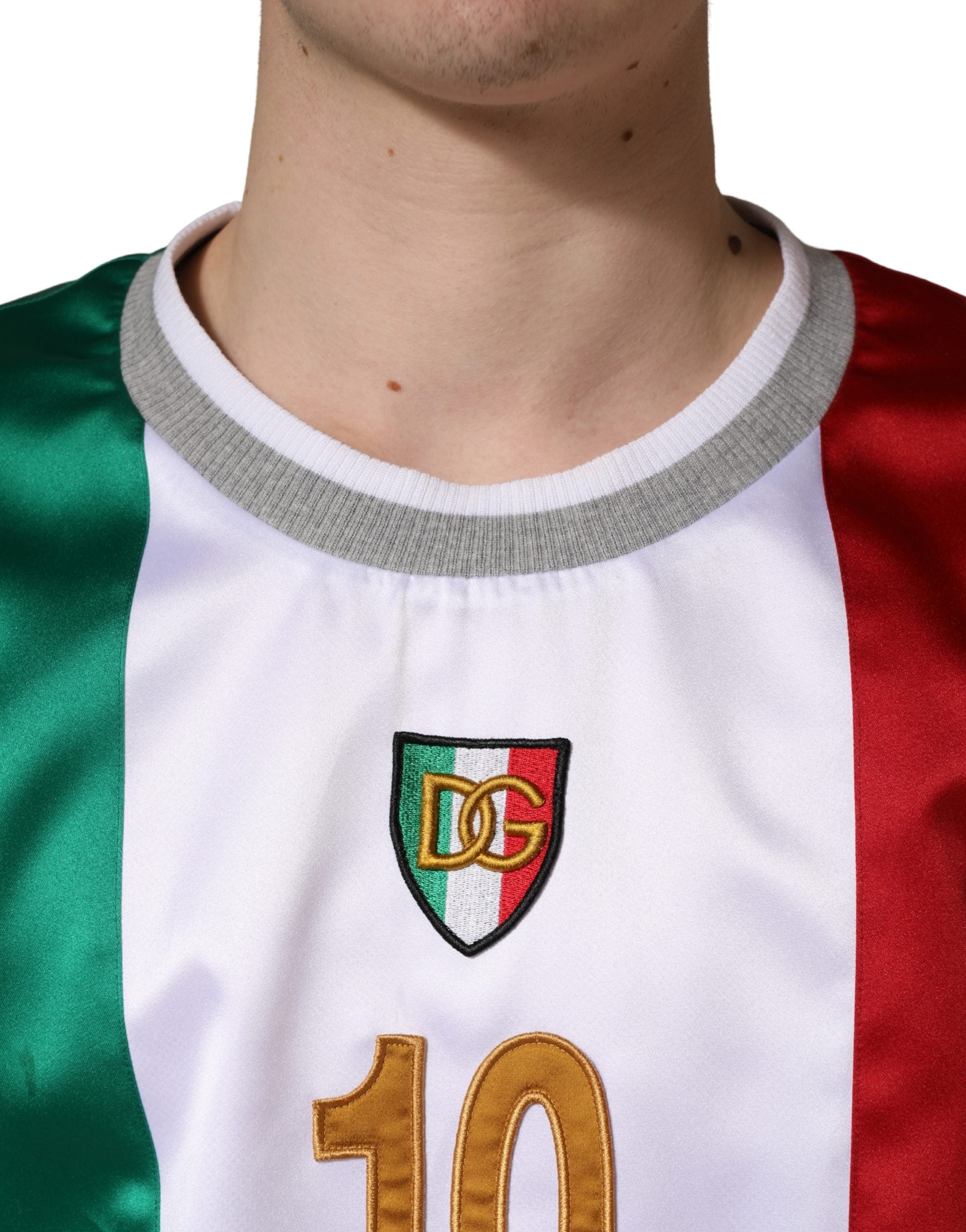 Dolce & Gabbana Multicolor Italia DG Logo Satin Tank T-shirt Dolce & Gabbana