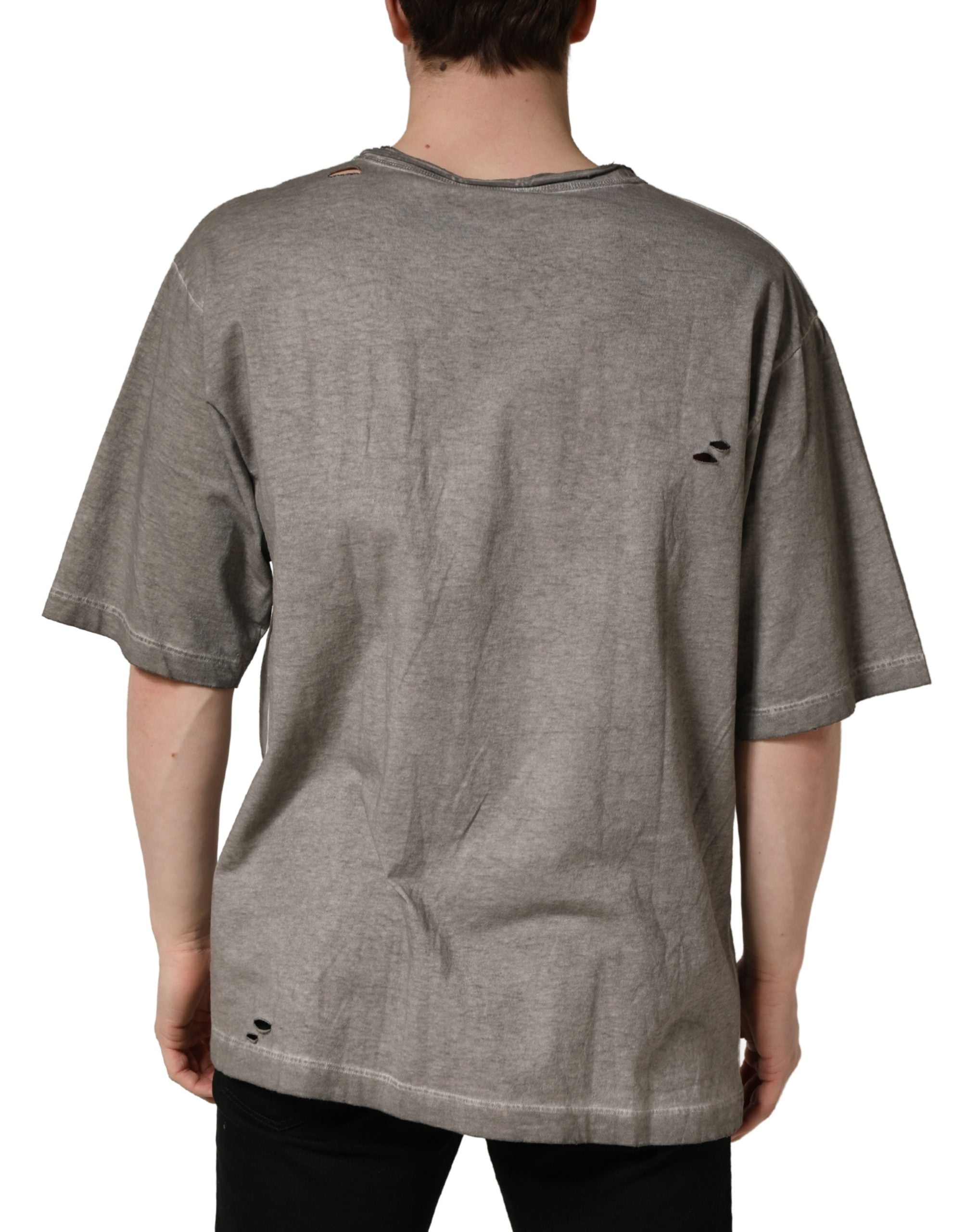 Dolce & Gabbana Gray DG Logo Print Cotton Round Neck T-shirt Dolce & Gabbana