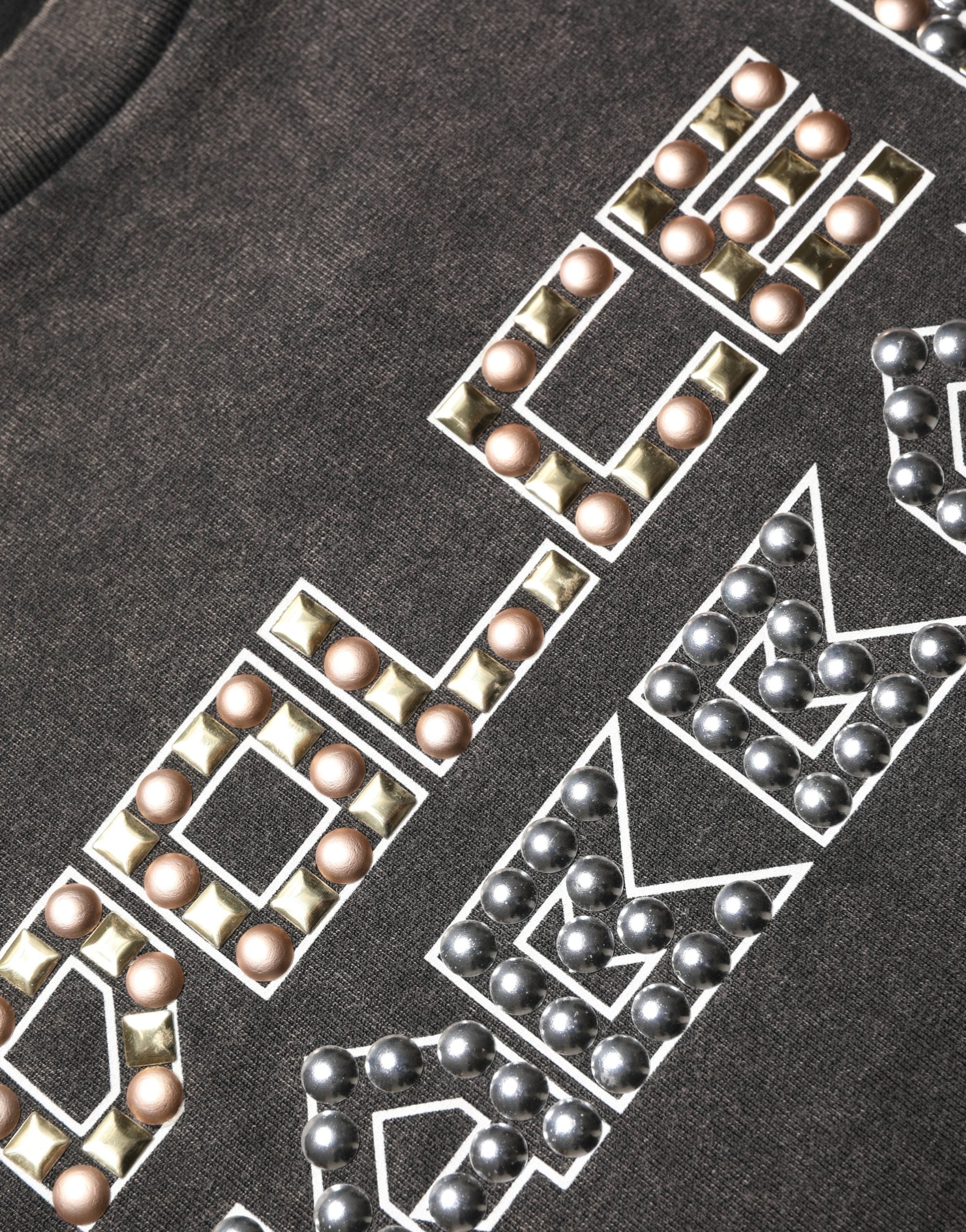 Dolce & Gabbana Gray Logo Embellished Men Crew Neck T-shirt Dolce & Gabbana
