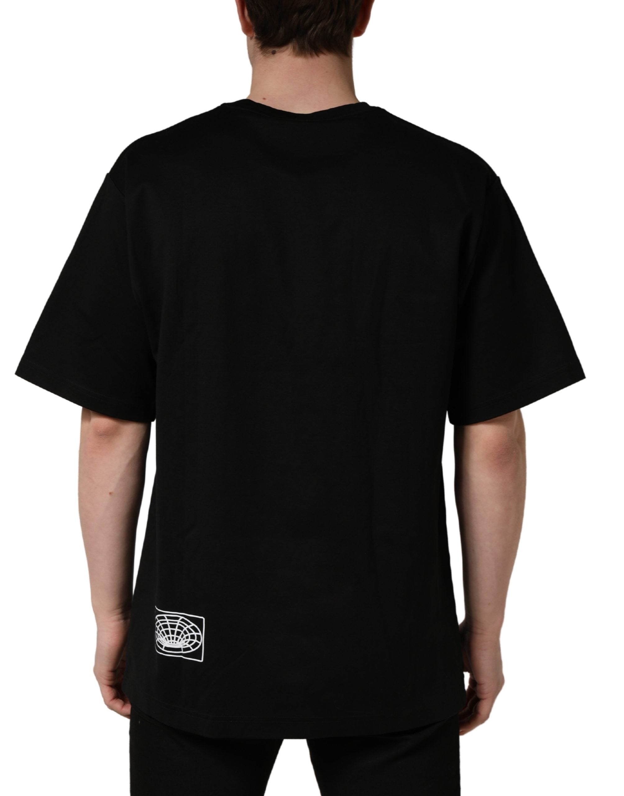Dolce & Gabbana Black Logo Embroidered Men Crew Neck T-shirt Dolce & Gabbana