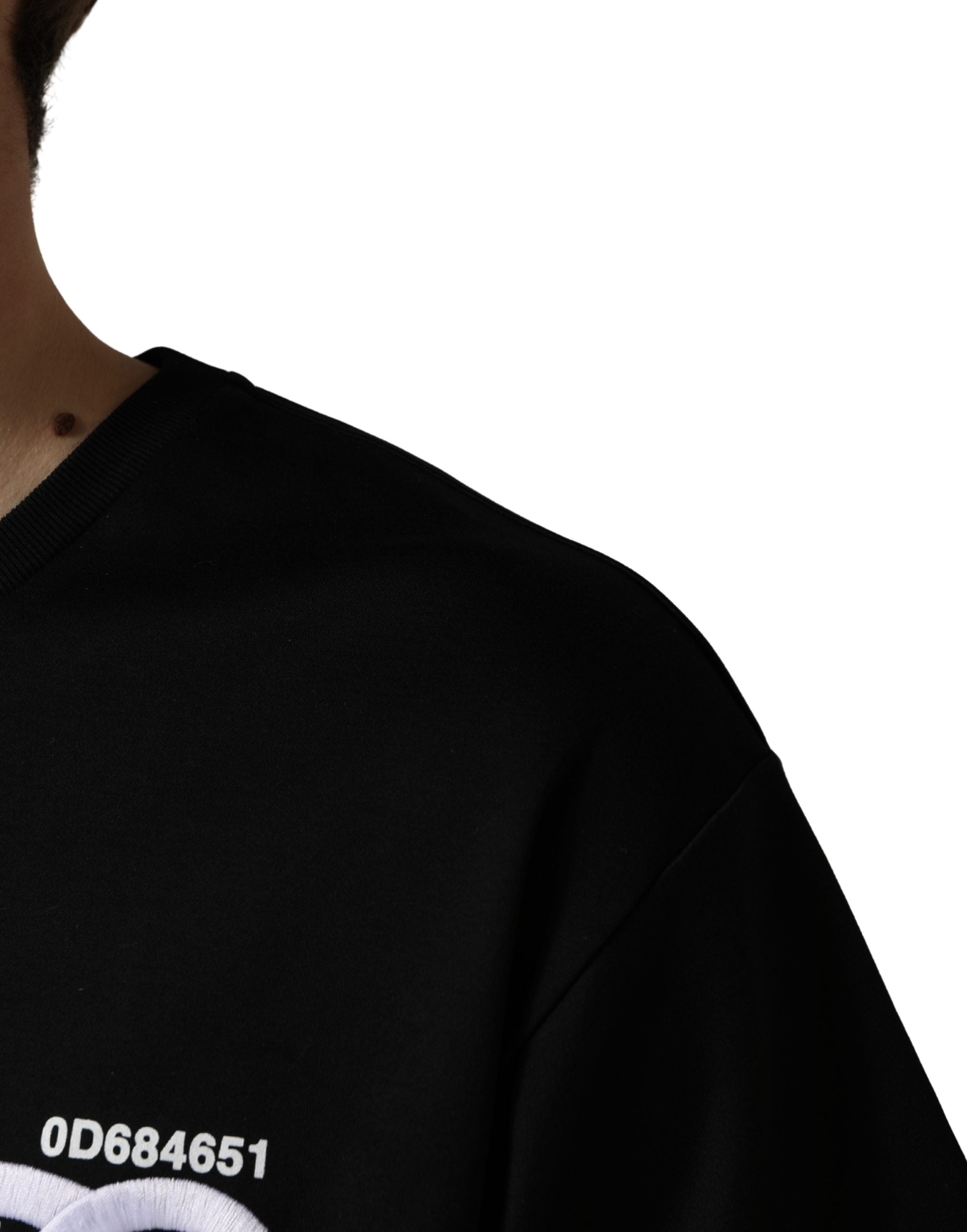 Dolce & Gabbana Black Logo Embroidered Men Crew Neck T-shirt Dolce & Gabbana